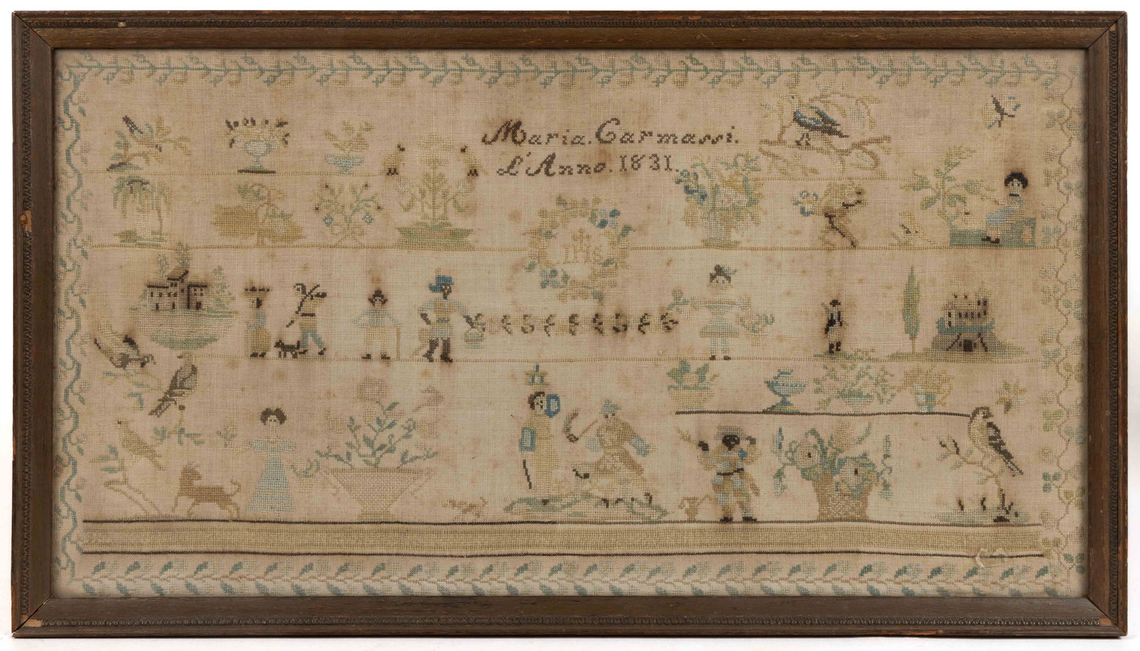 ITALIAN PICTORIAL NEEDLEWORK SAMPLER (1 of 3)