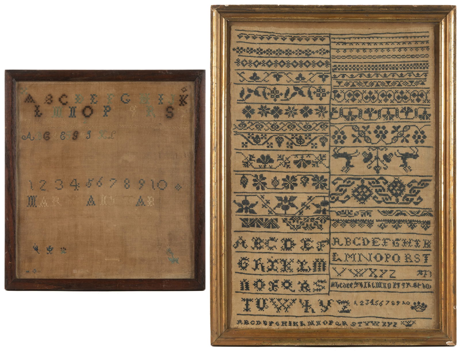 EUROPEAN, AND POSSIBLY OTHER, NEEDLEWORK SAMPLERS, LOT OF TWO (1 of 5)