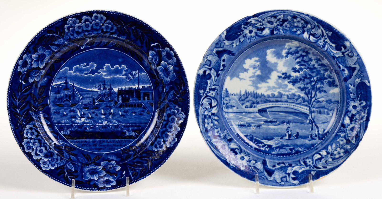 STAFFORDSHIRE AMERICAN HISTORICAL / VIEWS TRANSFER-PRINTED CERAMIC PLATES, LOT OF TWO (1 of 2)