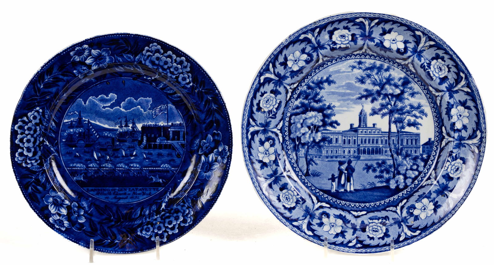 STAFFORDSHIRE AMERICAN / NEW YORK VIEWS TRANSFER-PRINTED CERAMIC PLATES, LOT OF TWO (1 of 2)