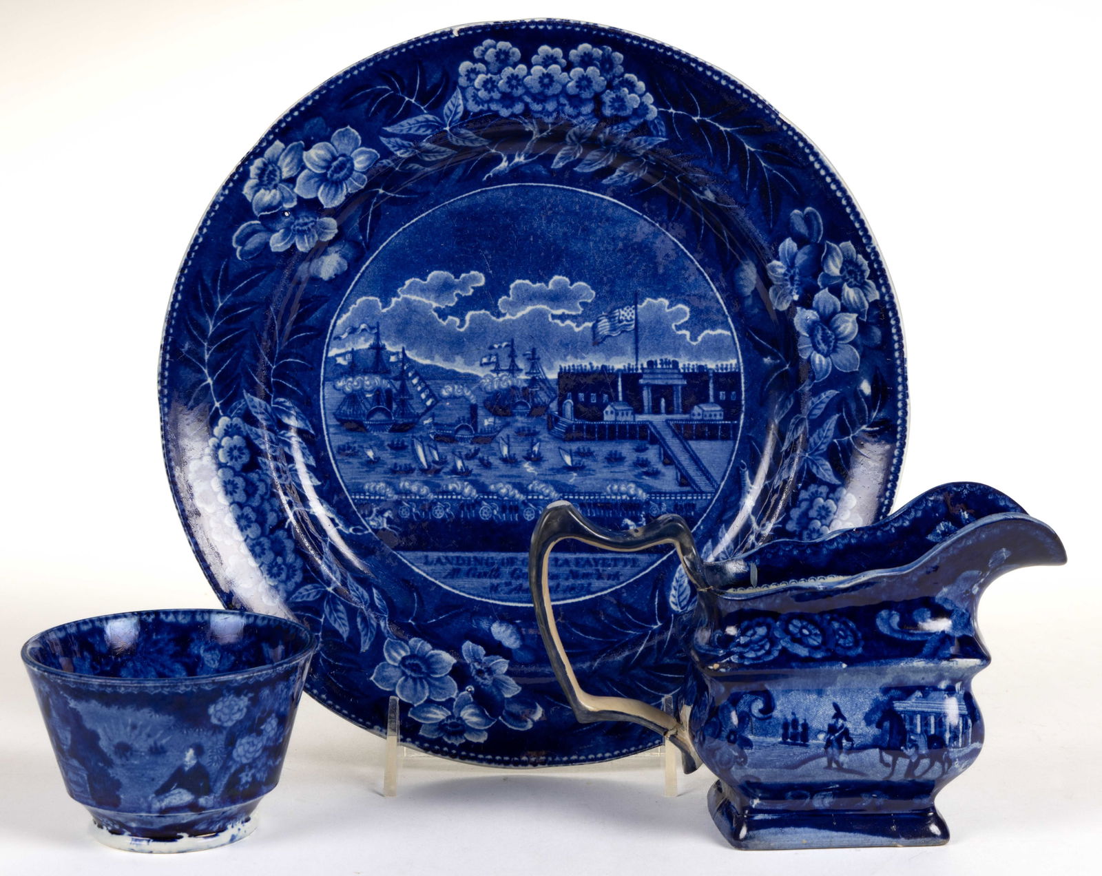 STAFFORDSHIRE AMERICAN HISTORICAL TRANSFER-PRINTED CERAMIC ARTICLES, LOT OF THREE (1 of 2)