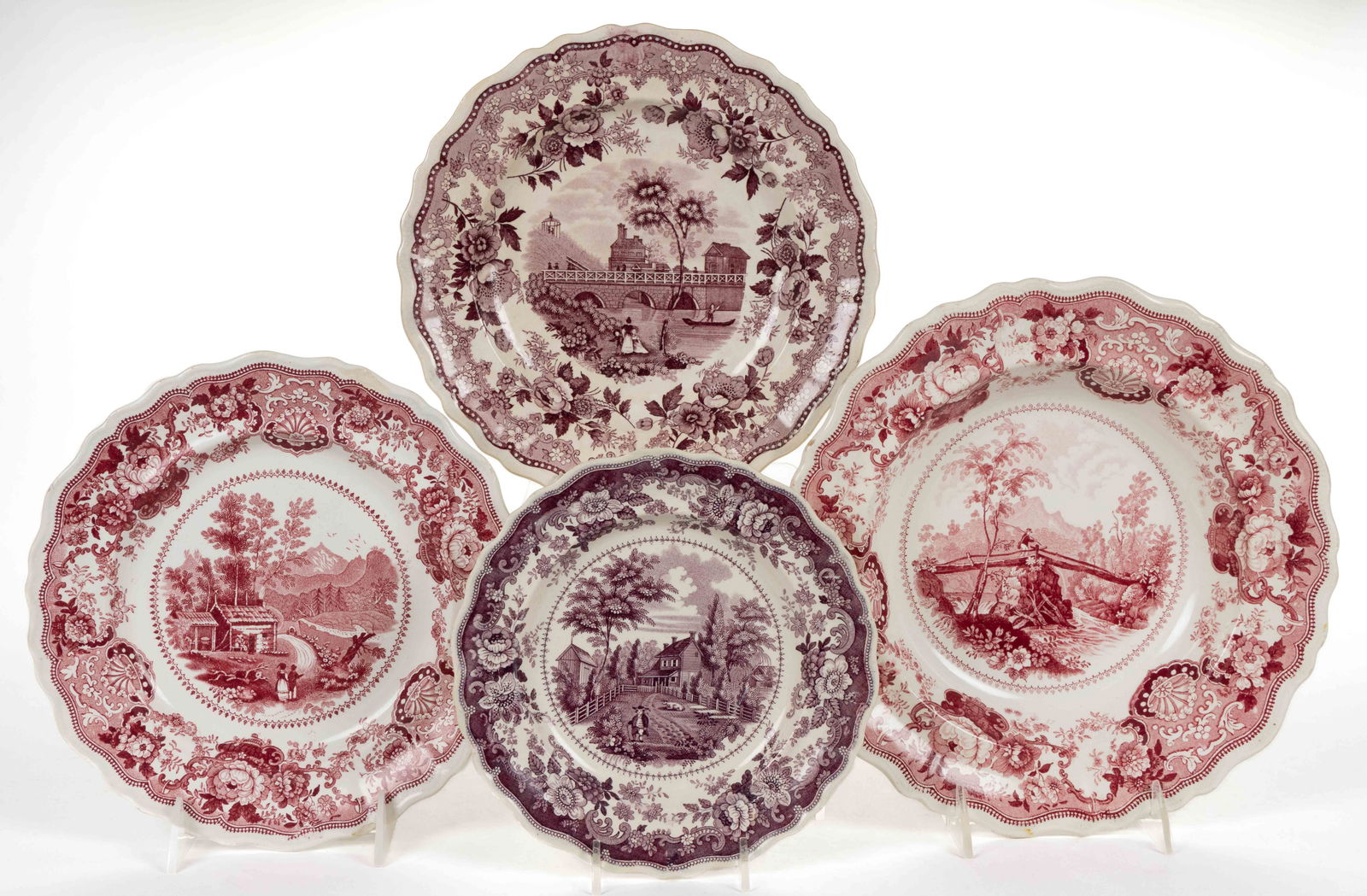 STAFFORDSHIRE AMERICAN VIEWS TRANSFER-PRINTED CERAMIC PLATES, LOT OF FOUR (1 of 1)