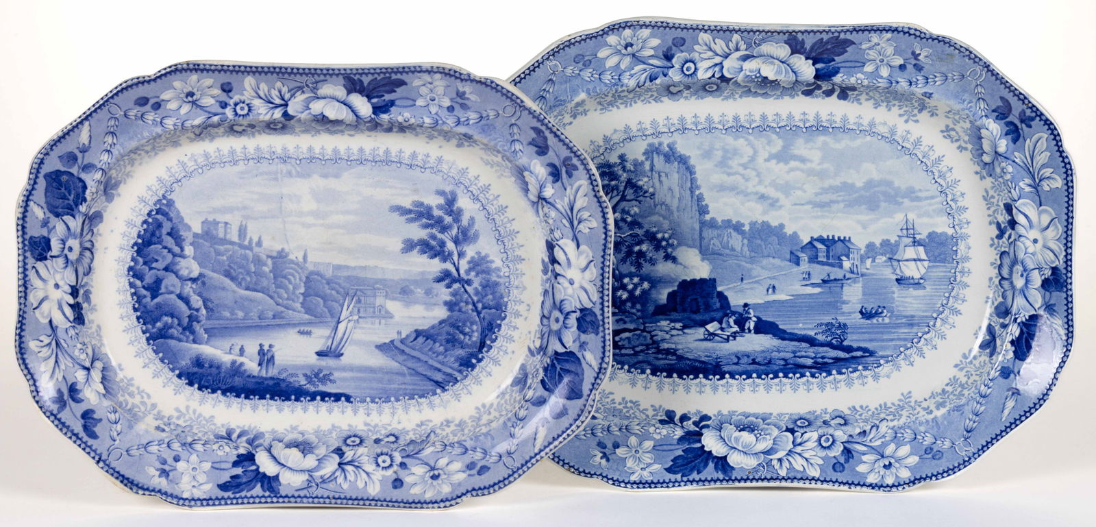 ENGLISH BRISTOL VIEWS TRANSFER-PRINTED CERAMIC PLATTERS, LOT OF TWO (1 of 5)