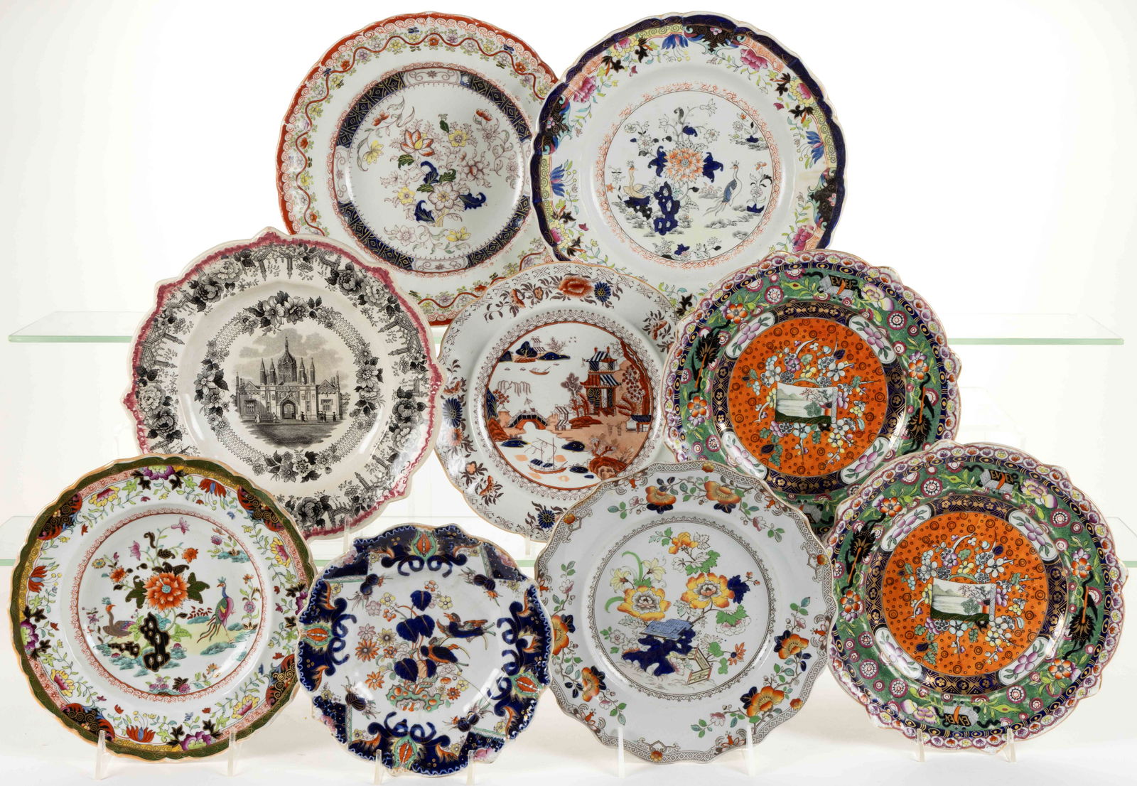 STAFFORDSHIRE MASON'S IRONSTONE CHINOISERIE MOTIF PLATES, LOT OF EIGHT (1 of 1)