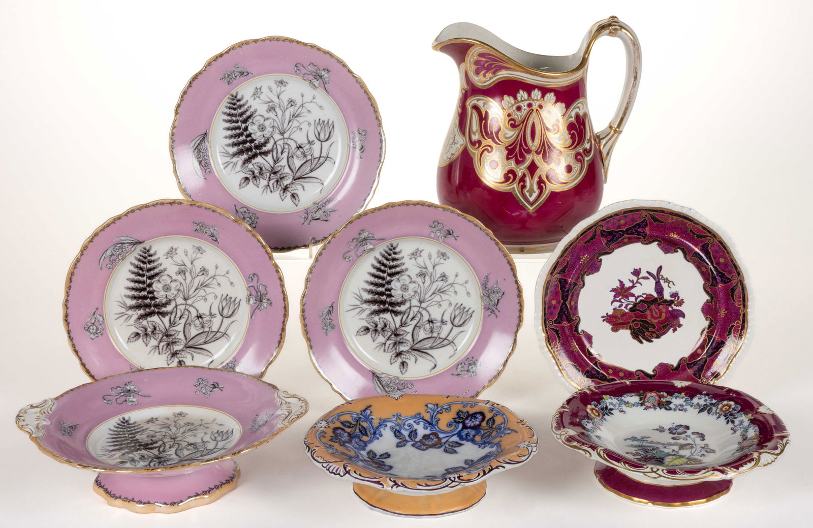 AMERICAN / ENGLISH CERAMIC TABLE AND DRINKING ARTICLES, LOT OF EIGHT (1 of 1)