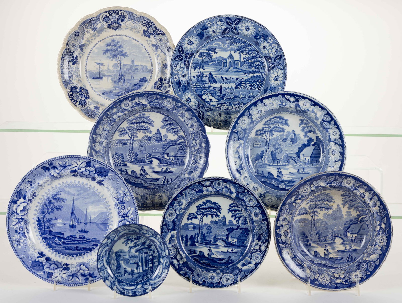 ENGLISH / STAFFORDSHIRE BLUE TRANSFER-PRINTED CERAMIC BRITISH MOTIF PLATES AND OTHER SIMILAR (1 of 1)