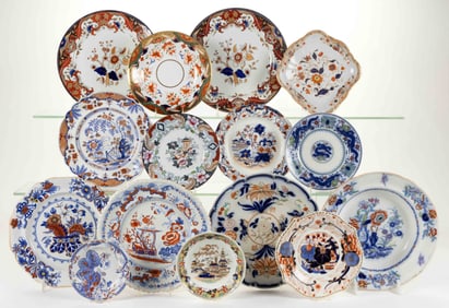 STAFFORDSHIRE TRANSFER-PRINTED CERAMIC IMARI-STYLE TABLE ARTICLES, LOT OF 15