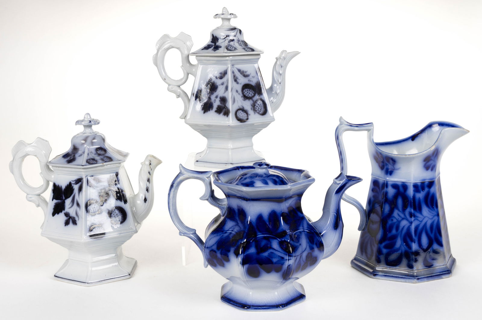 ENGLISH BRUSH STROKE DRINKING ARTICLES, LOT OF FOUR (1 of 2)