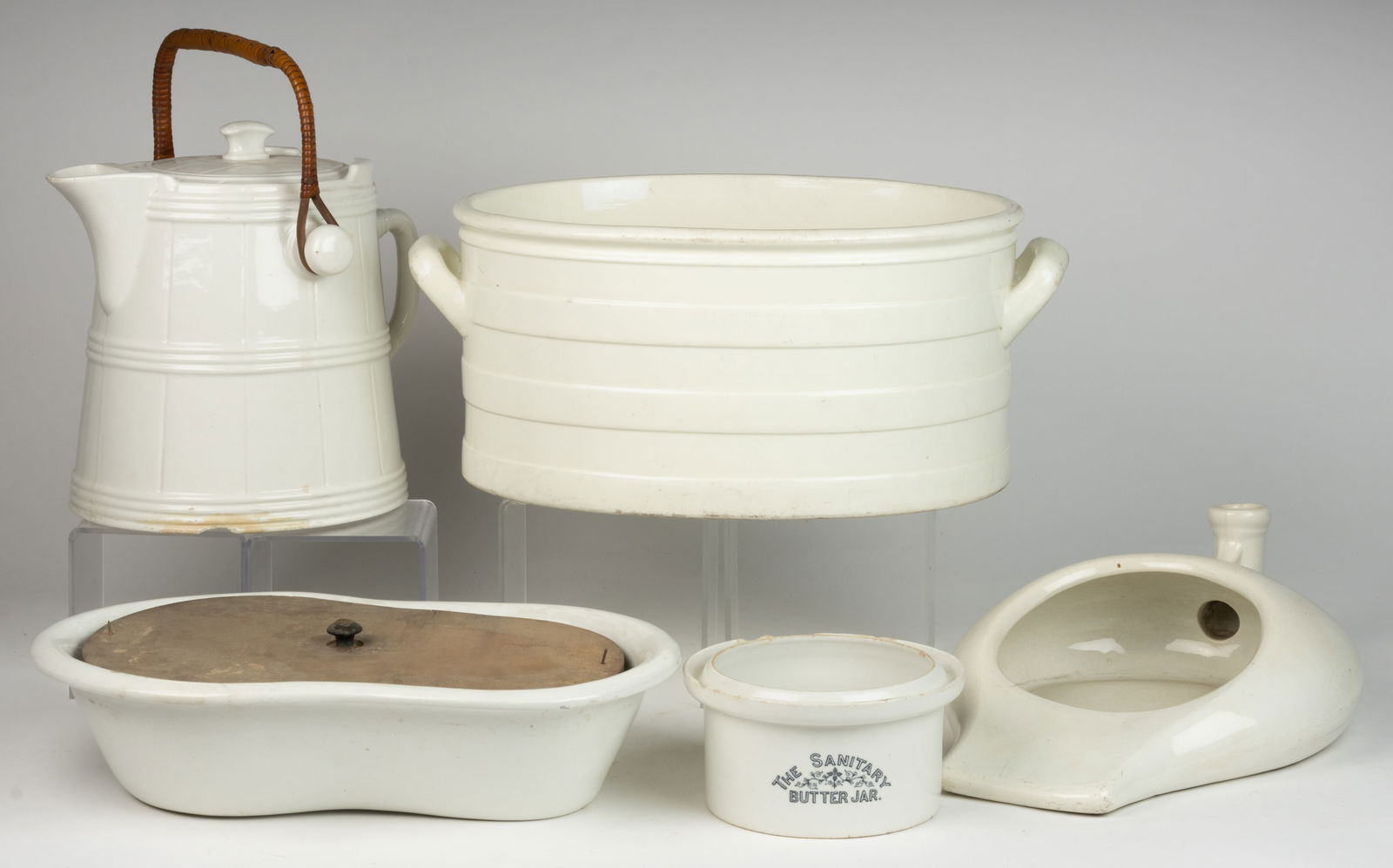 ASSORTED IRONSTONE AND OTHER SANITARY ARTICLES, LOT OF FIVE (1 of 1)