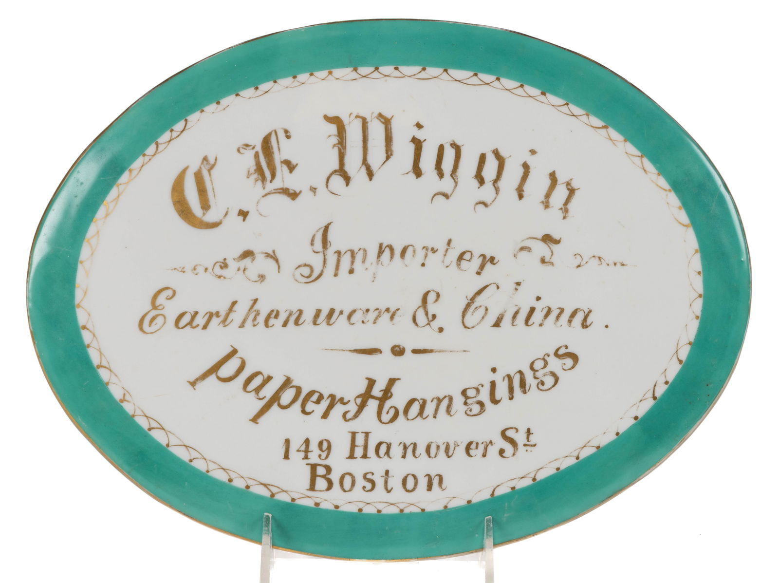 BOSTON, MASSACHUSETTS CHINA IMPORTER PORCELAIN TRADE SIGN (1 of 2)