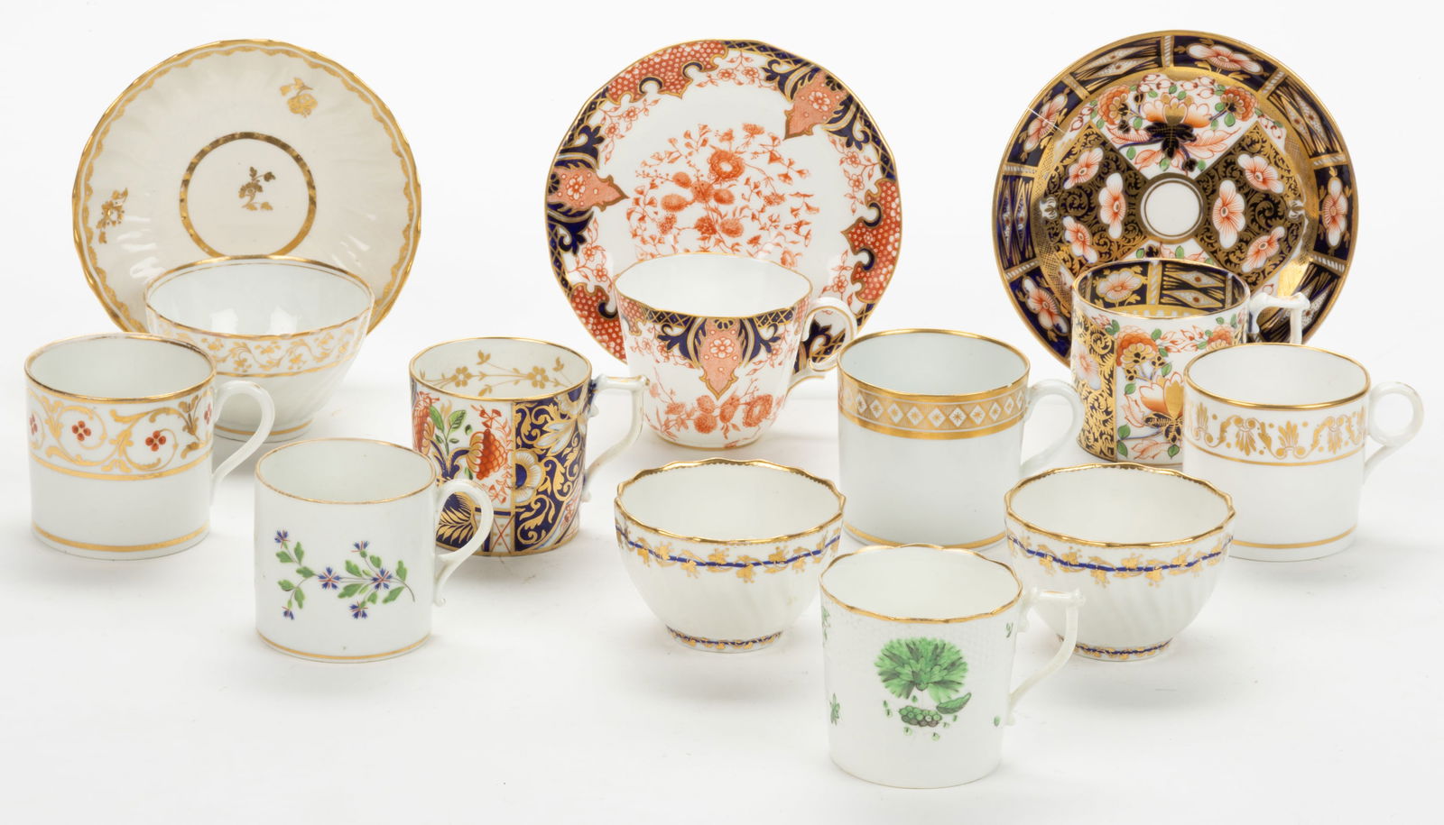 ENGLISH DERBY AND OTHER PORCELAIN TEA AND COFFEE ARTICLES, LOT OF 14 (1 of 1)