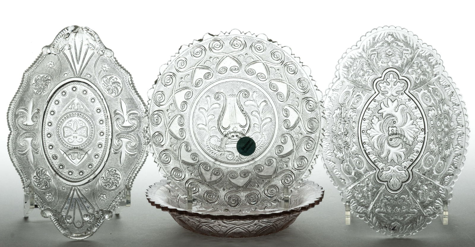 ASSORTED PRESSED LACY GLASS ARTICLES, LOT OF FOUR (1 of 1)