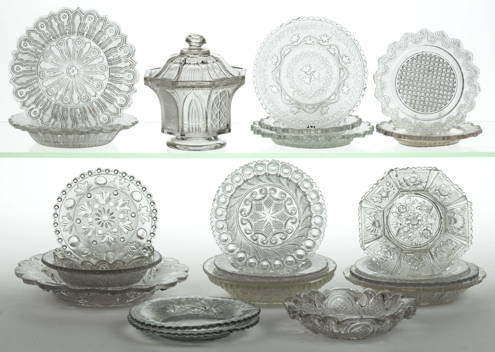 ASSORTED EARLY PRESSED / LACY GLASS ARTICLES, LOT OF 23 (1 of 1)