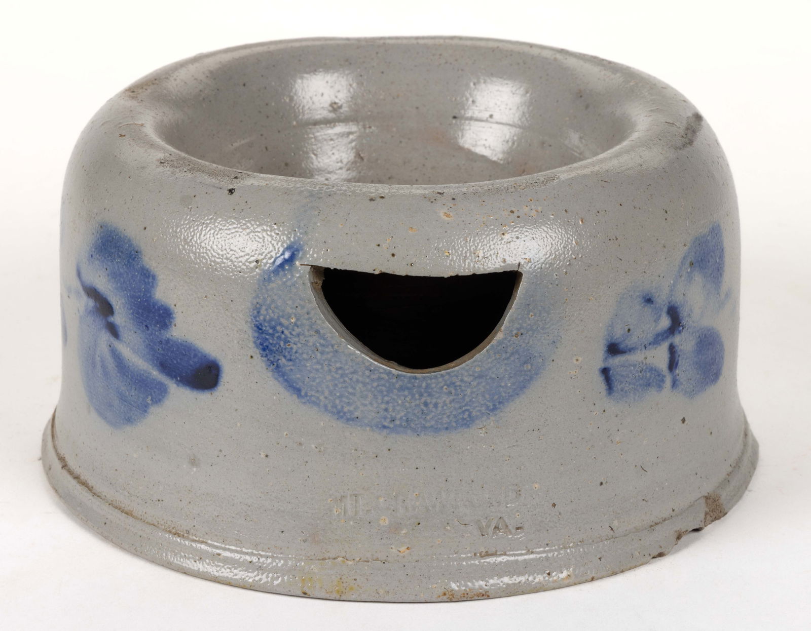 STAMPED "MT. CRAWFORD VA.", SHENANDOAH VALLEY OF VIRGINIA DECORATED STONEWARE SPITTOON (1 of 6)