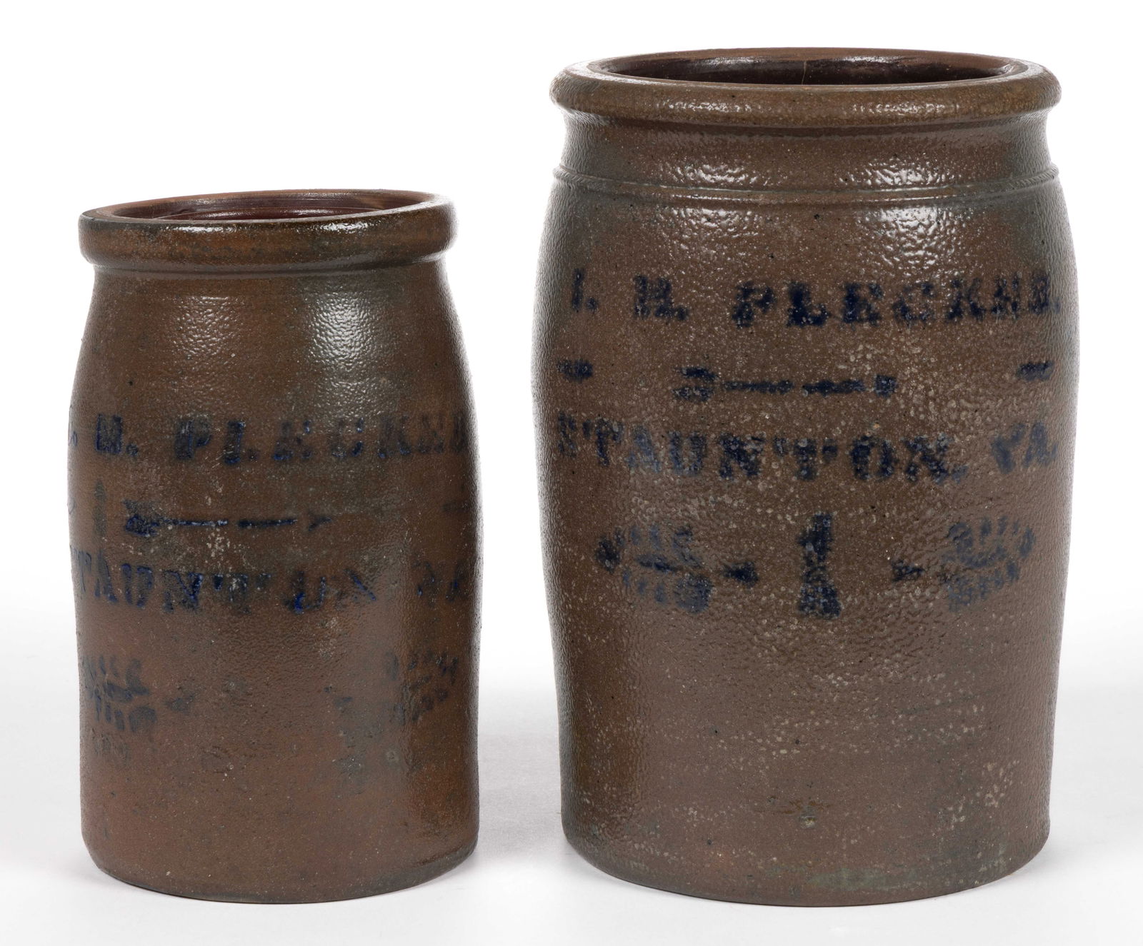 STAUNTON, VIRGINIA MERCHANT'S STENCILED STONEWARE JARS, LOT OF TWO (1 of 5)
