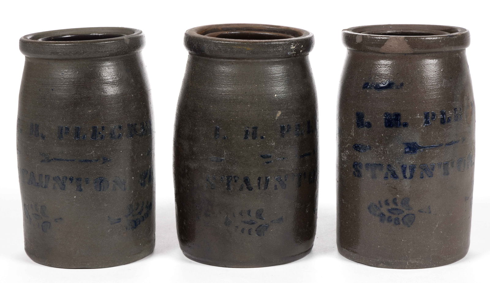 STAUNTON, VIRGINIA MERCHANT'S STENCILED STONEWARE CANNERS, LOT OF THREE (1 of 5)