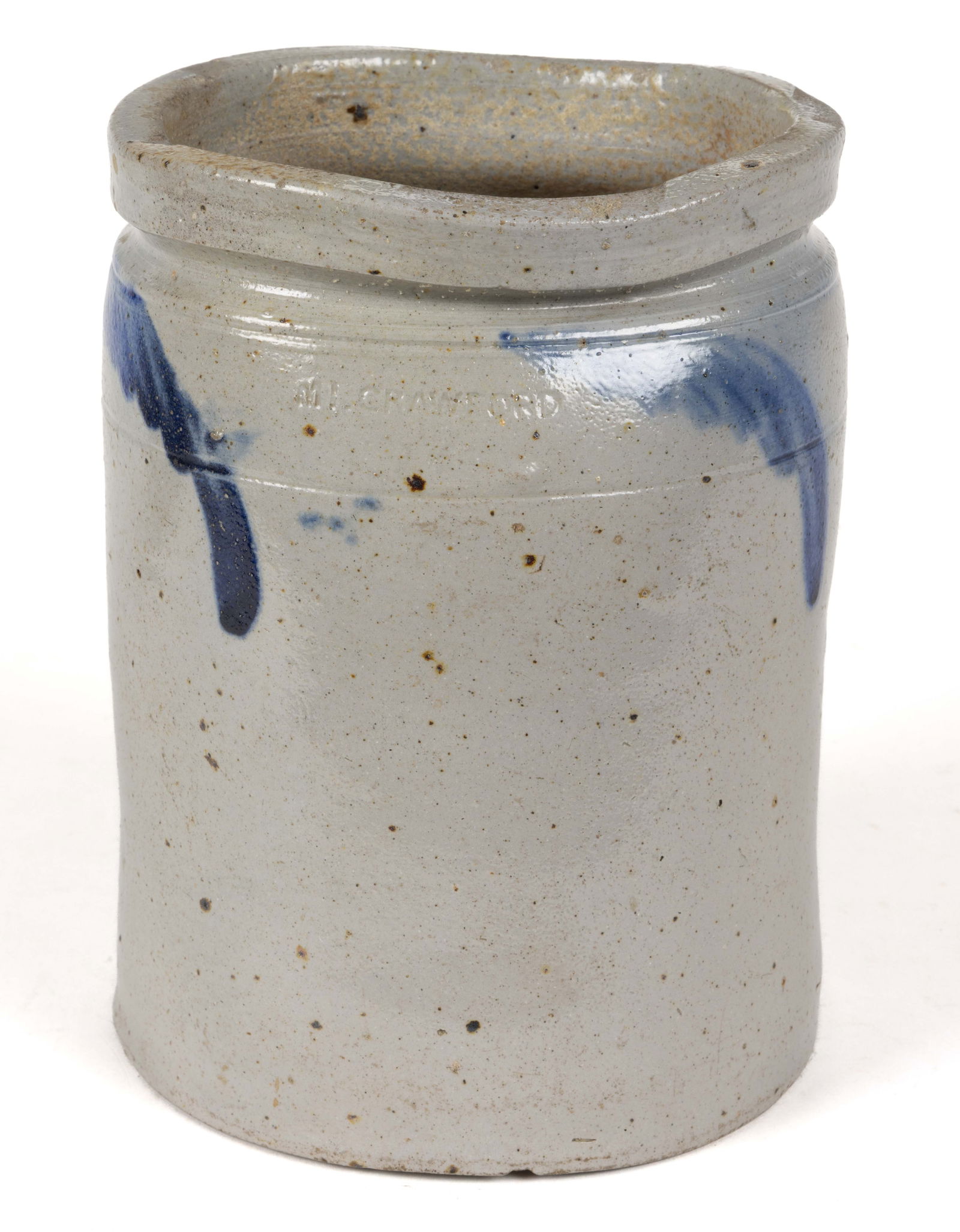 STAMPED "MT. CRAWFORD", SHENANDOAH VALLEY OF VIRGINIA DECORATED STONEWARE JAR (1 of 5)