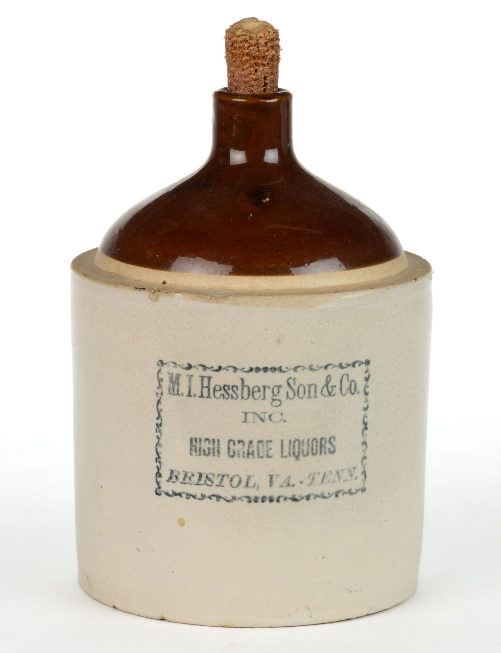 BRISTOL, VIRGINIA / TENNESSEE LIQUOR MERCHANT'S STONEWARE ADVERTISING JUG (1 of 5)