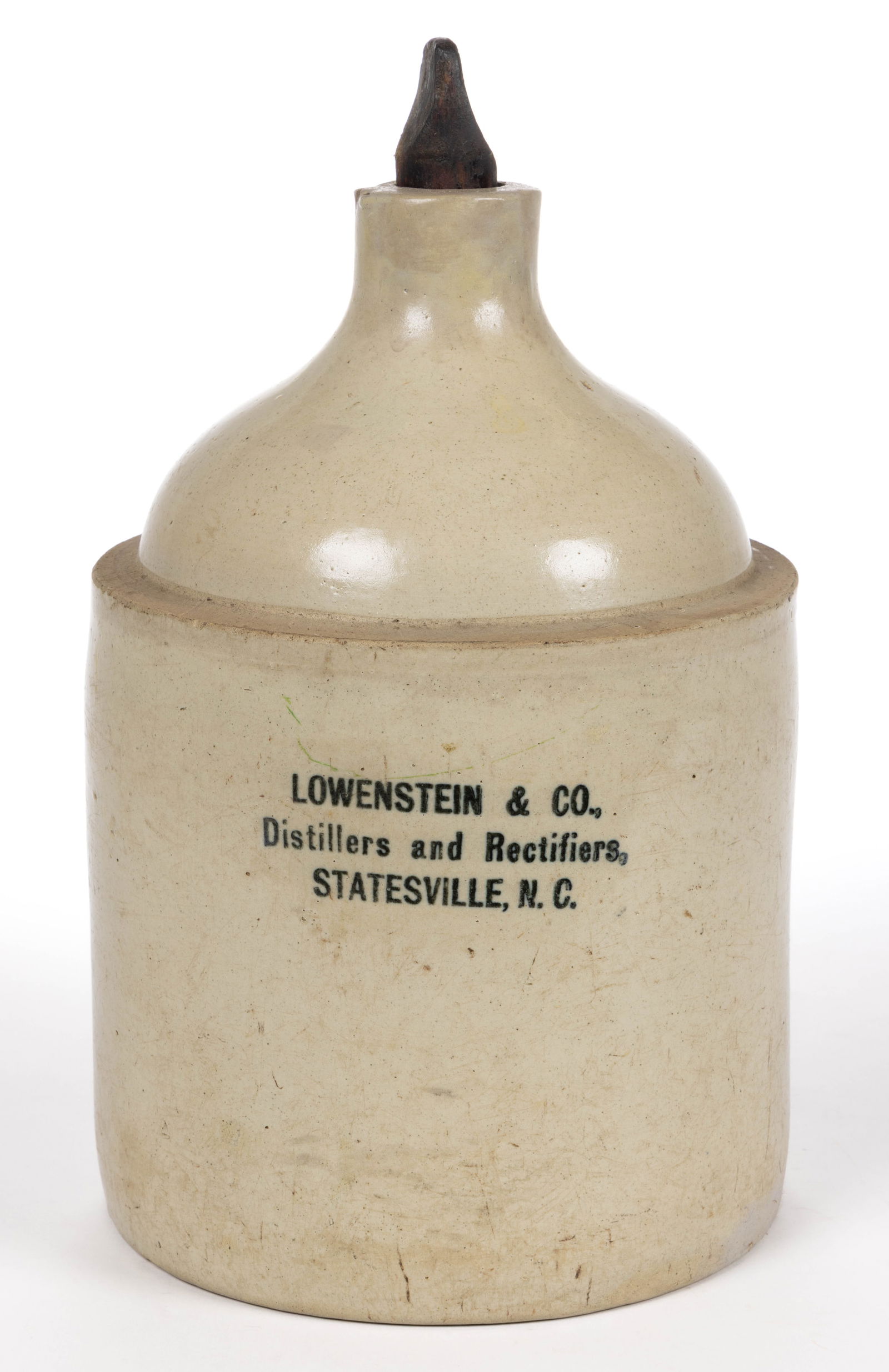STATESVILLE, NORTH CAROLINA WHISKEY MERCHANT'S STONEWARE ADVERTISING JUG (1 of 5)