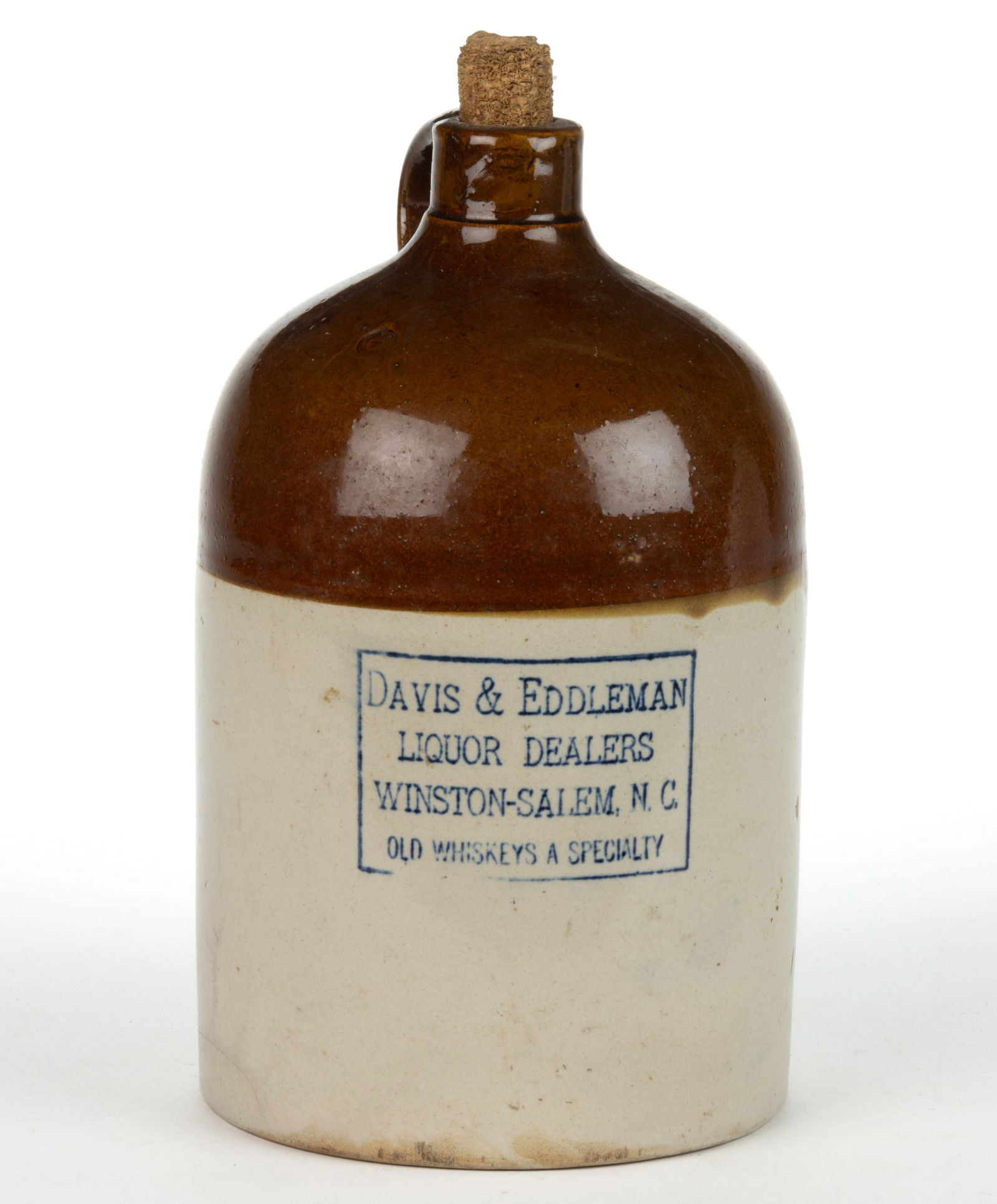 WINSTON-SALEM, NORTH CAROLINA LIQUOR MERCHANT'S STONEWARE ADVERTISING JUG (1 of 5)