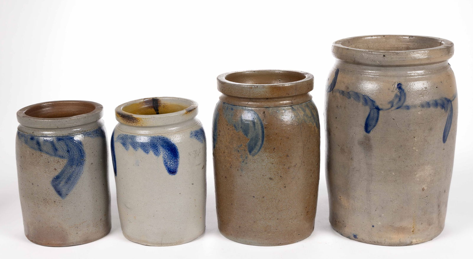 MID-ATLANTIC DECORATED STONEWARE JARS, LOT OF FOUR (1 of 5)