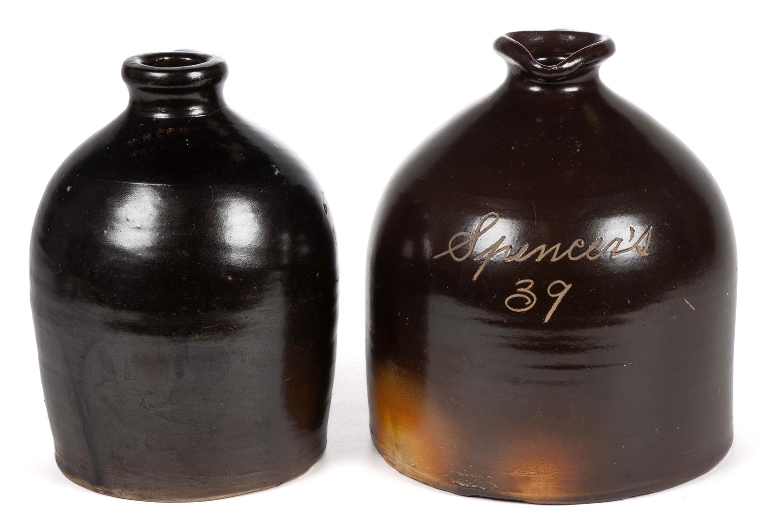 STAMPED PENNSYLVANIA AND NEW YORK STONEWARE JUGS, LOT OF TWO (1 of 7)