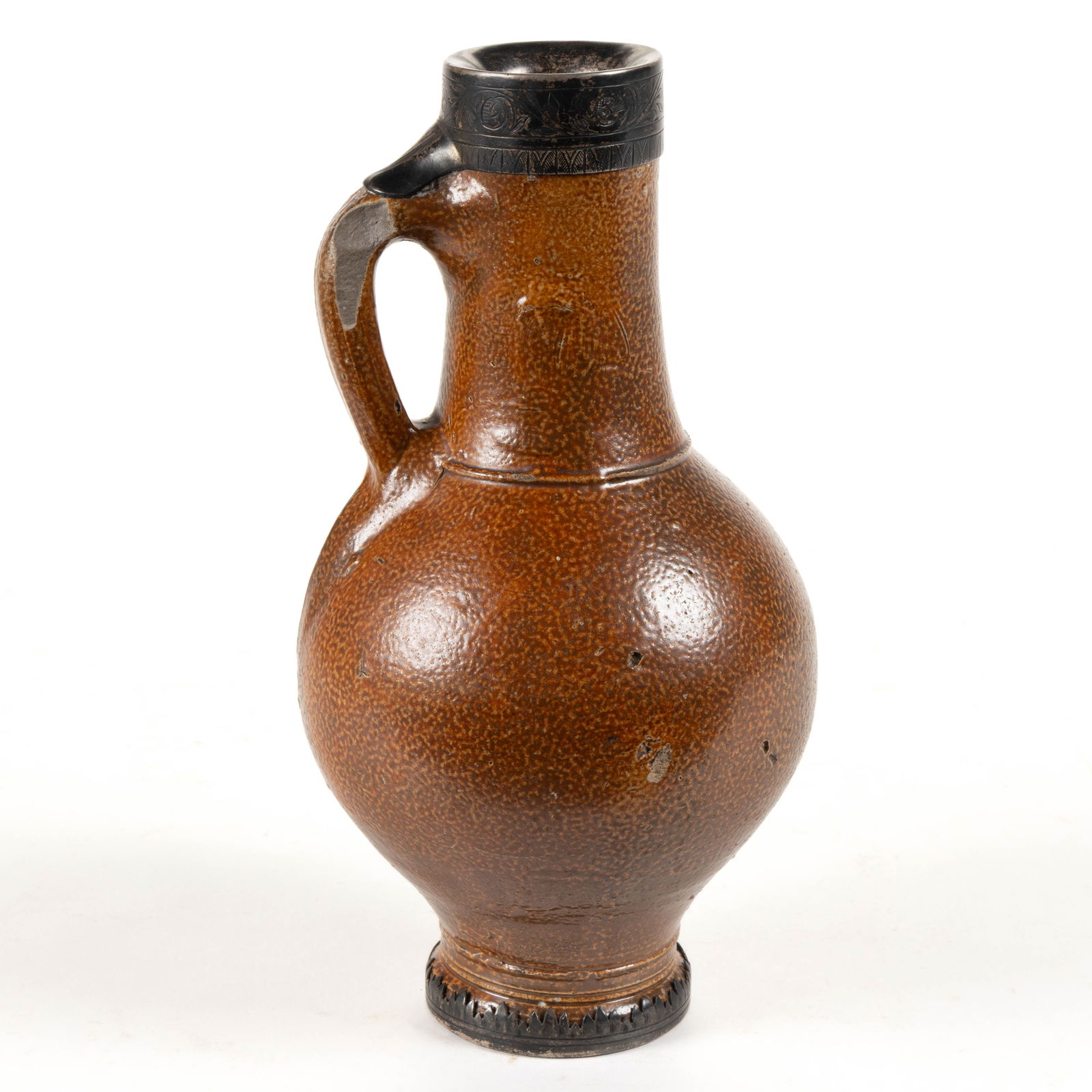 GERMAN FRECHEN STONEWARE JUG WITH SILVER MOUNTS (1 of 5)