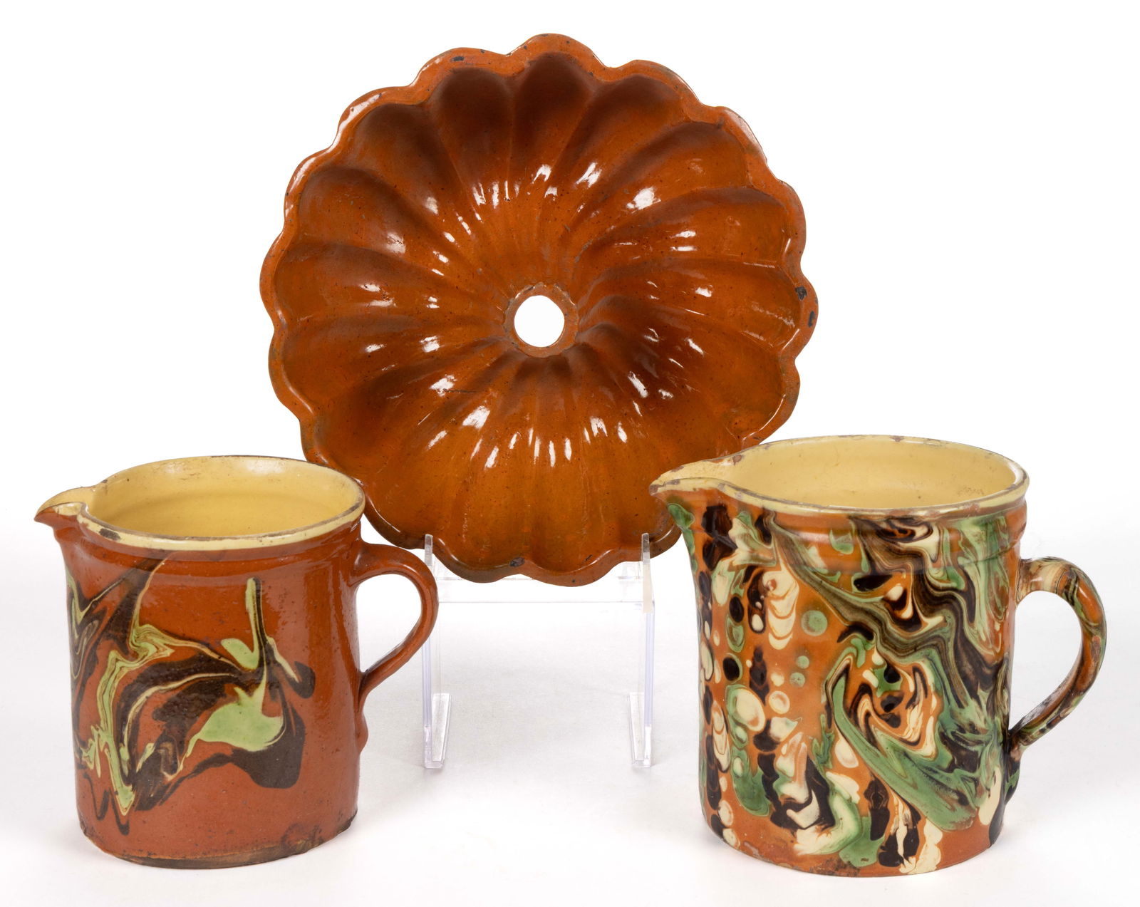 ASSORTED EARTHENWARE / REDWARE KITCHEN ARTICLES, LOT OF THREE (1 of 3)