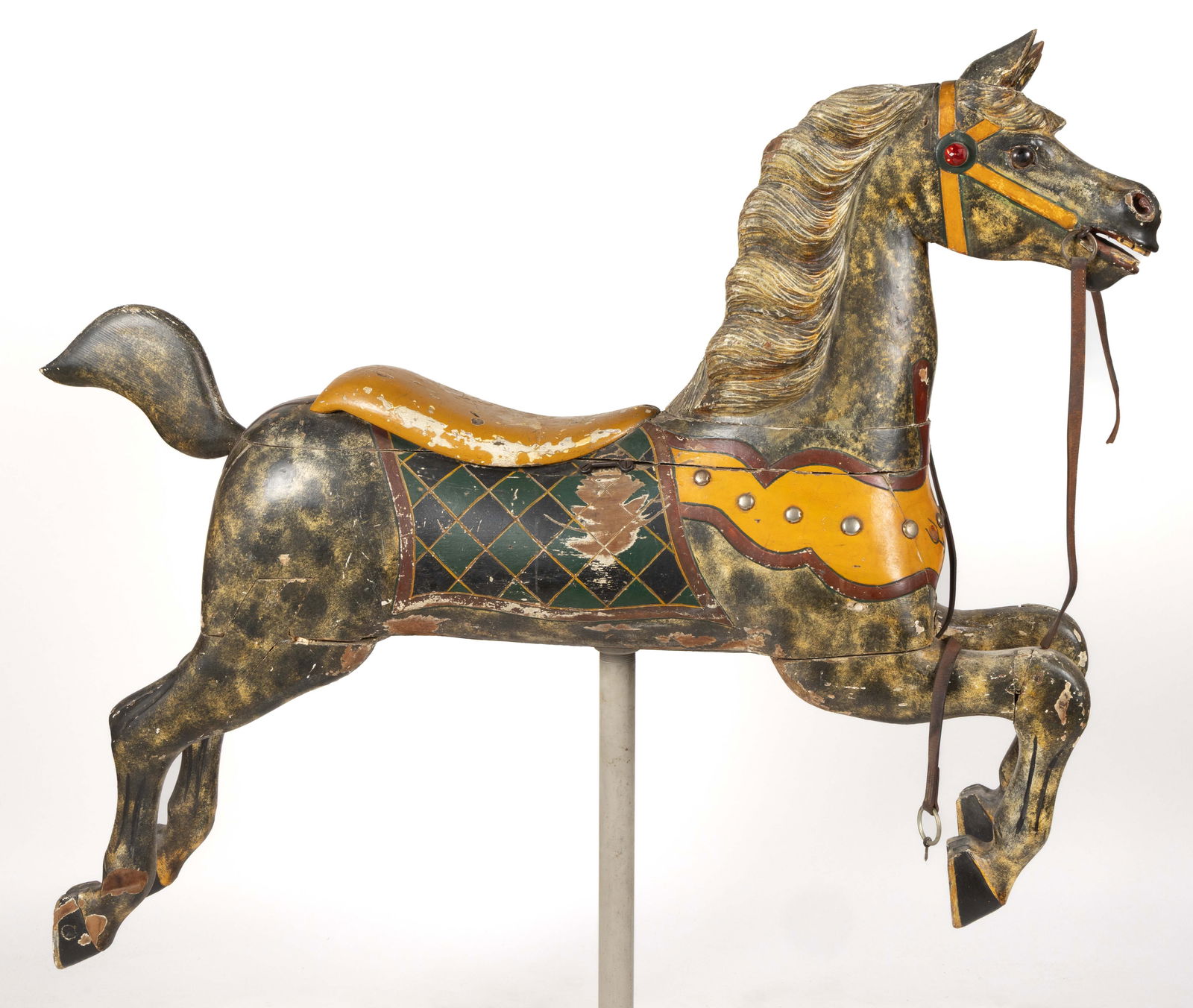 CHARLES W. DARE CO. (BROOKLYN, NY, ACT. 1890-1901), ATTRIBUTED, FOLK ART CARVED AND PAINTED CAROUSEL (1 of 8)
