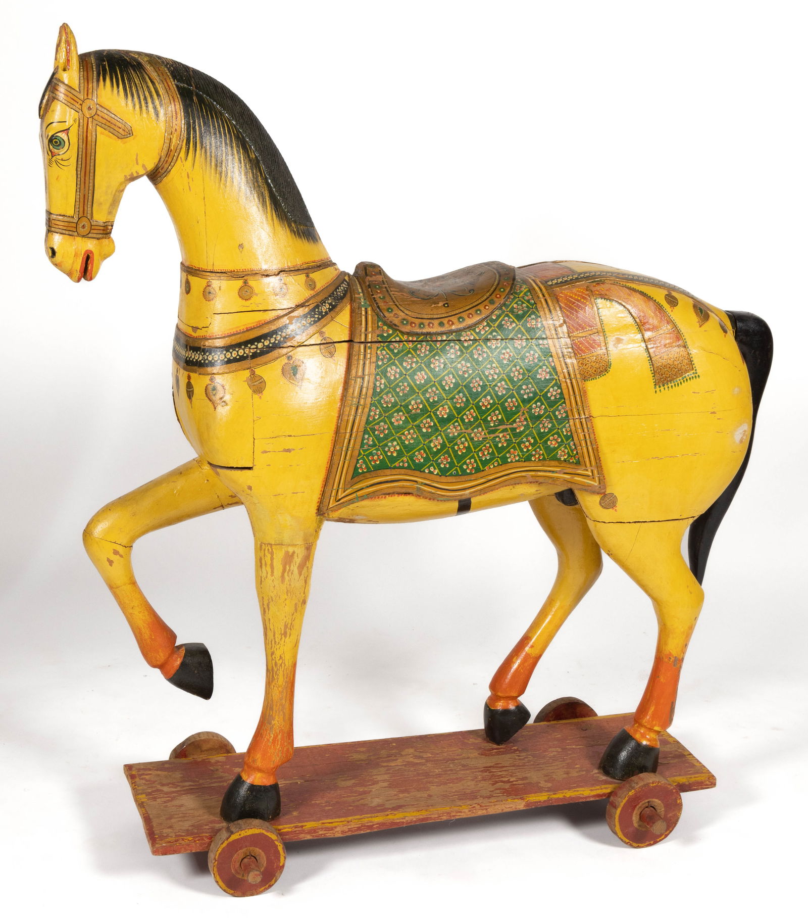 FOLK ART CARVED AND PAINT-DECORATED LARGE-SCALE HORSE FIGURE (1 of 5)