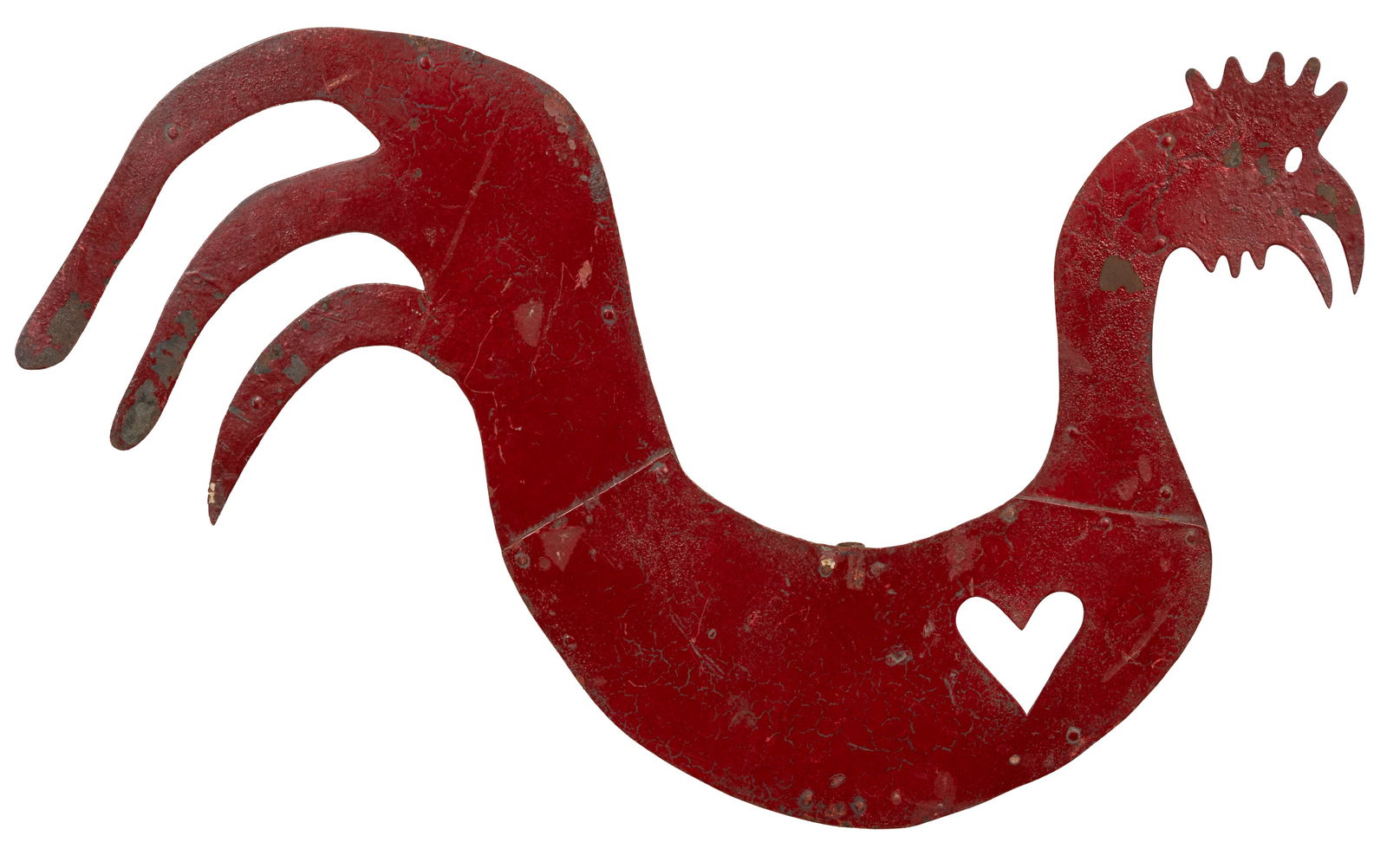 FOLK ART PAINTED SHEET-IRON ROOSTER WEATHERVANE (1 of 2)