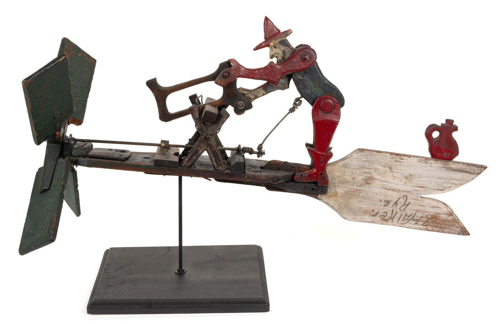 AMERICAN FOLK ART CARVED AND PAINTED SAWING WHIRLIGIG (1 of 7)