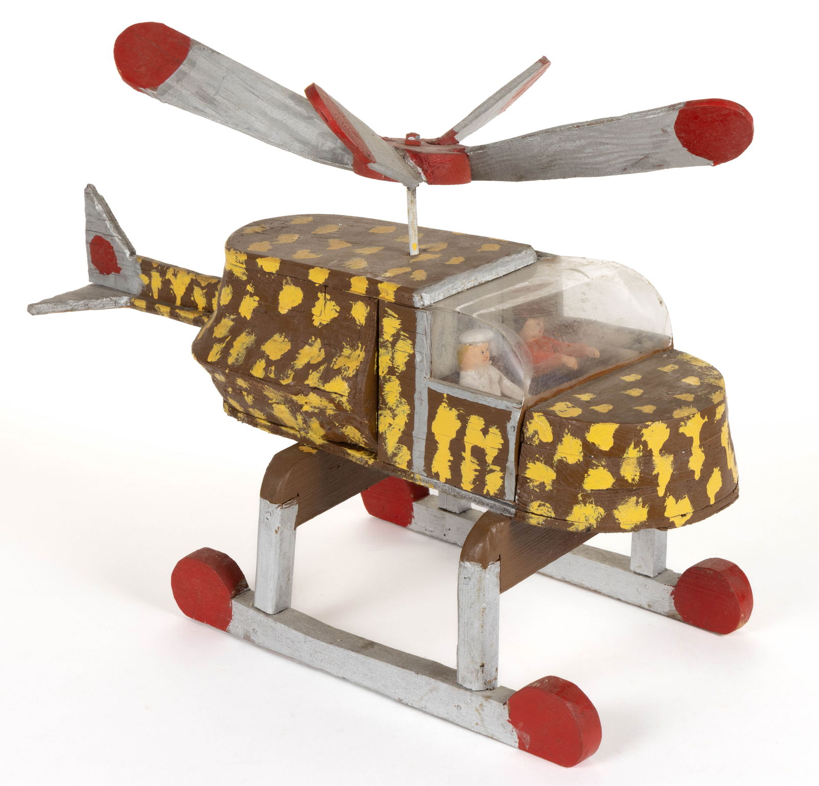 SAM DOUGLAS (MIDDLEWAY, WEST VIRGINIA, ACTIVE 20TH CENTURY) FOLK ART CARVED AND PAINTED HELICOPTER (1 of 5)