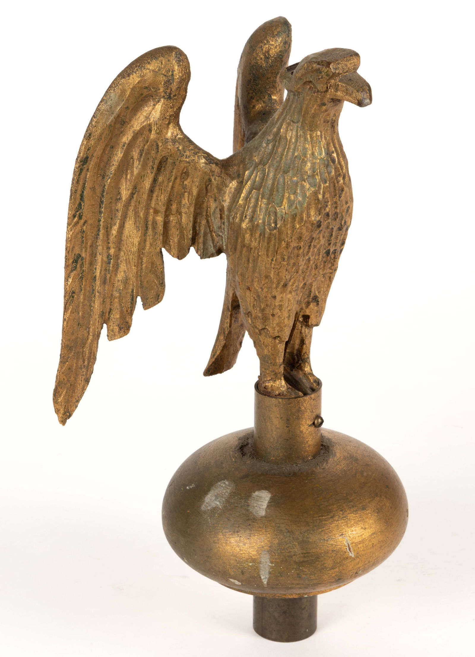 FOLK ART CARVED GILTWOOD EAGLE FIGURE / FLAGPOLE TOPPER (1 of 4)