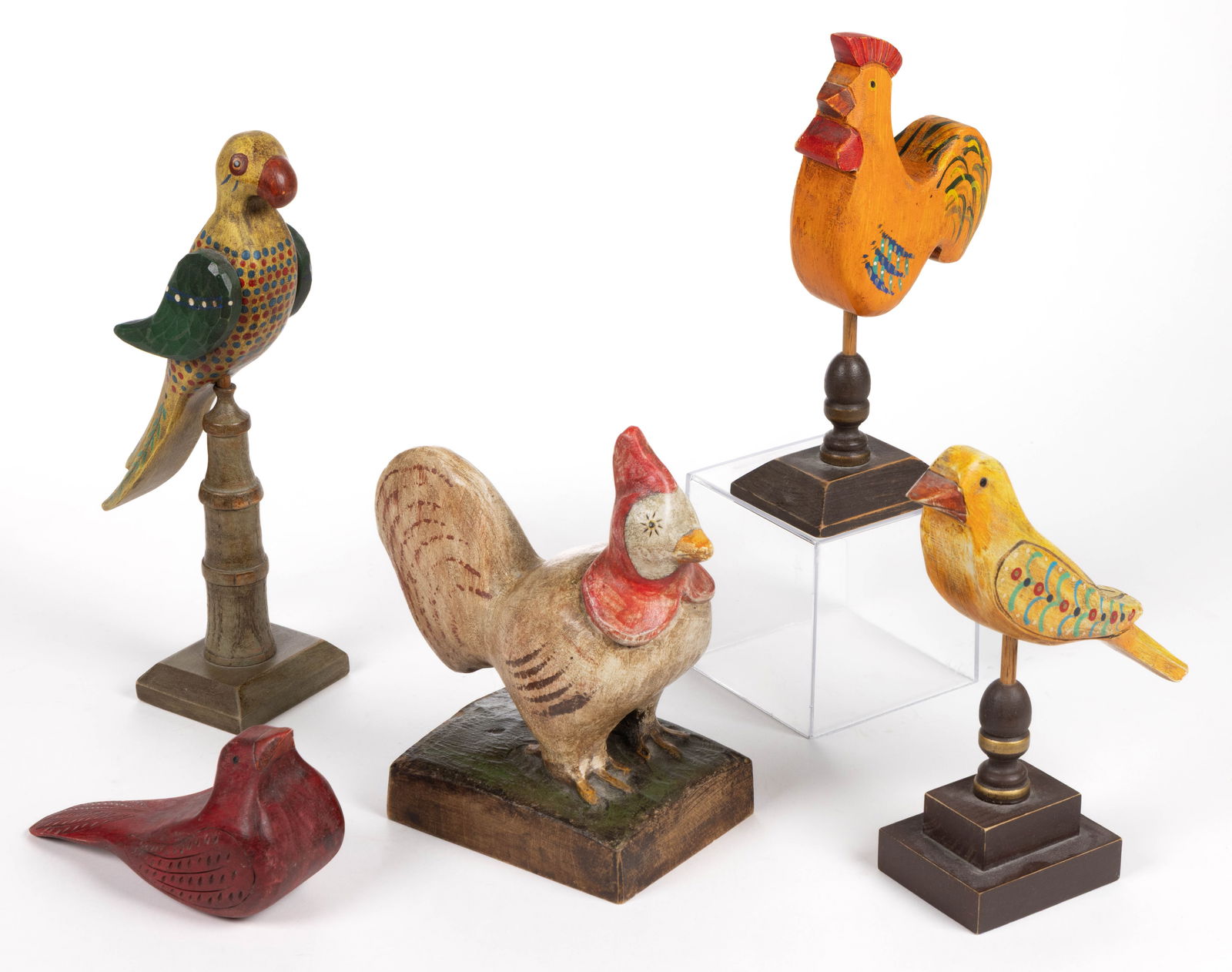 JON MARKS (PENNSYLVANIA, B. 1940) FOLK ART CARVED AND PAINTED FIGURES, LOT OF FIVE (1 of 3)