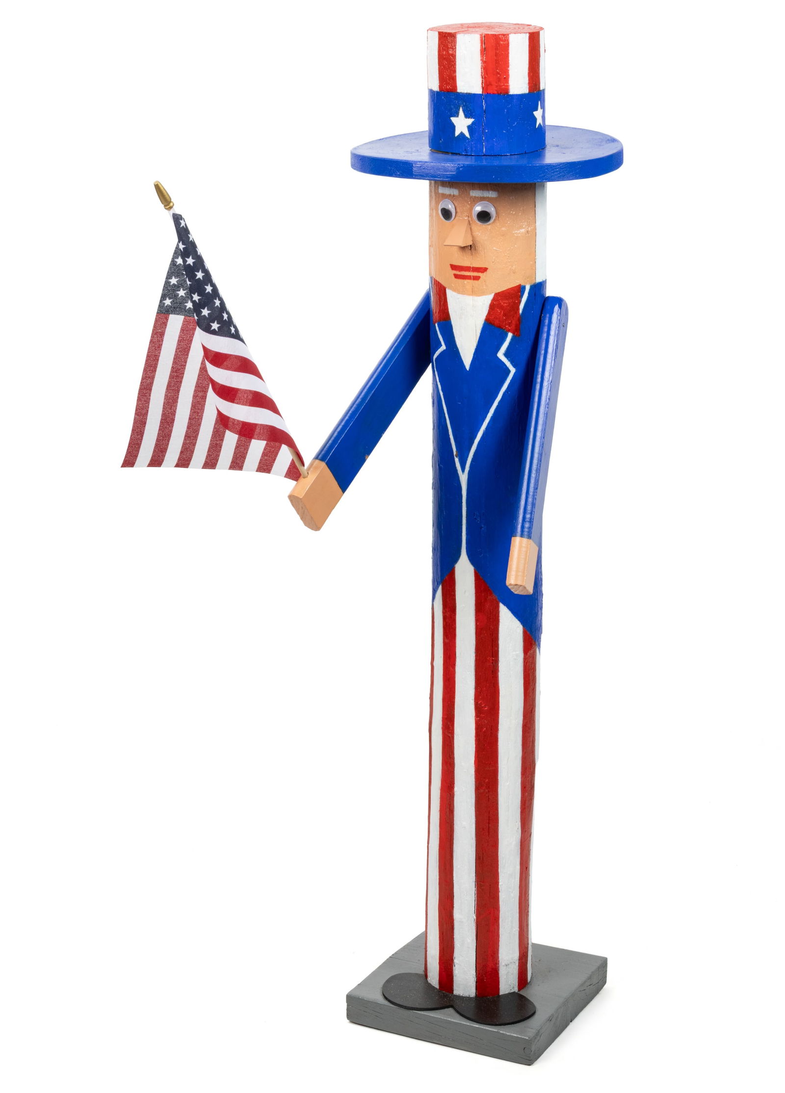 AMERICAN FOLK ART CARVED AND PAINTED UNCLE SAM FIGURE (1 of 4)