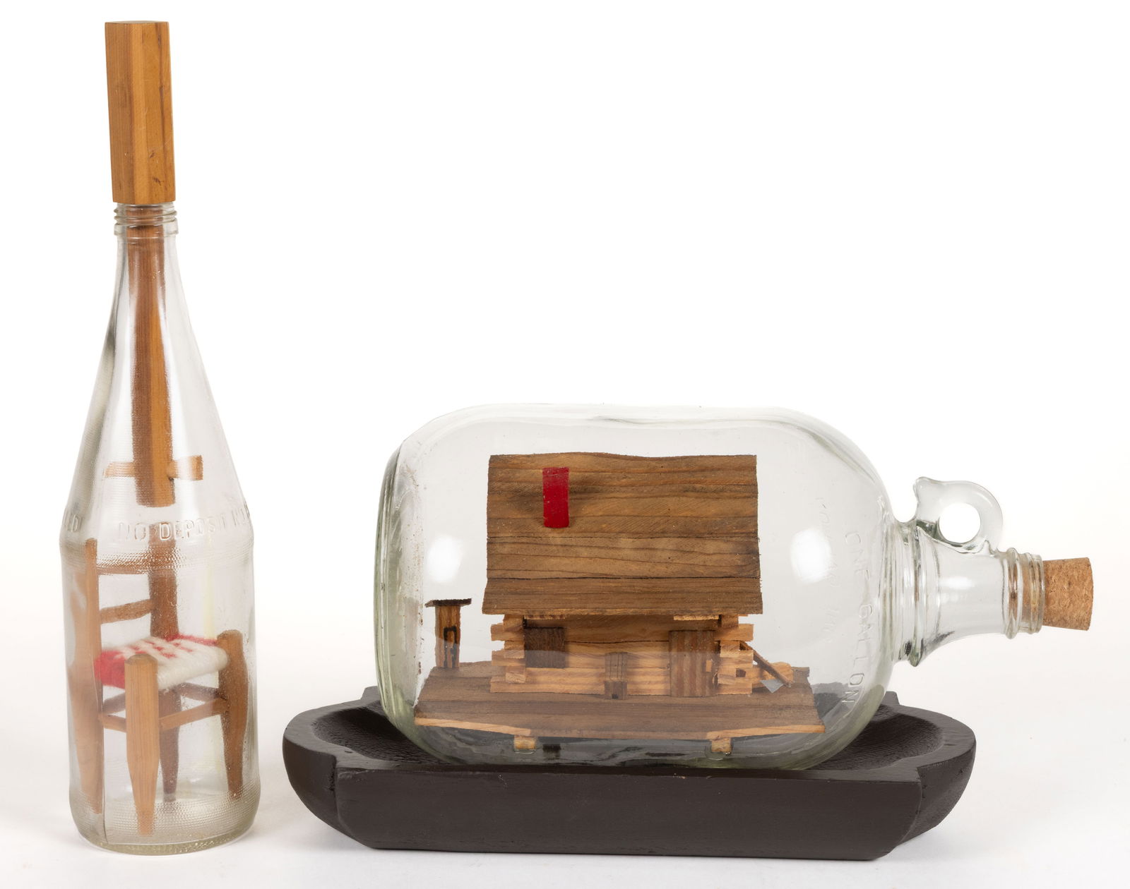 VINTAGE FOLK ART WHIMSY BOTTLES, LOT OF TWO (1 of 2)