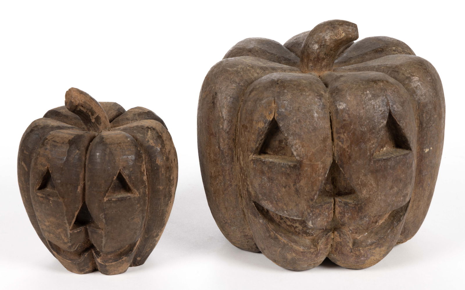 FOLK ART CARVED WOODEN TAKAAN HALLOWEEN PAPIER-MACHE MOLDS, LOT OF TWO (1 of 3)