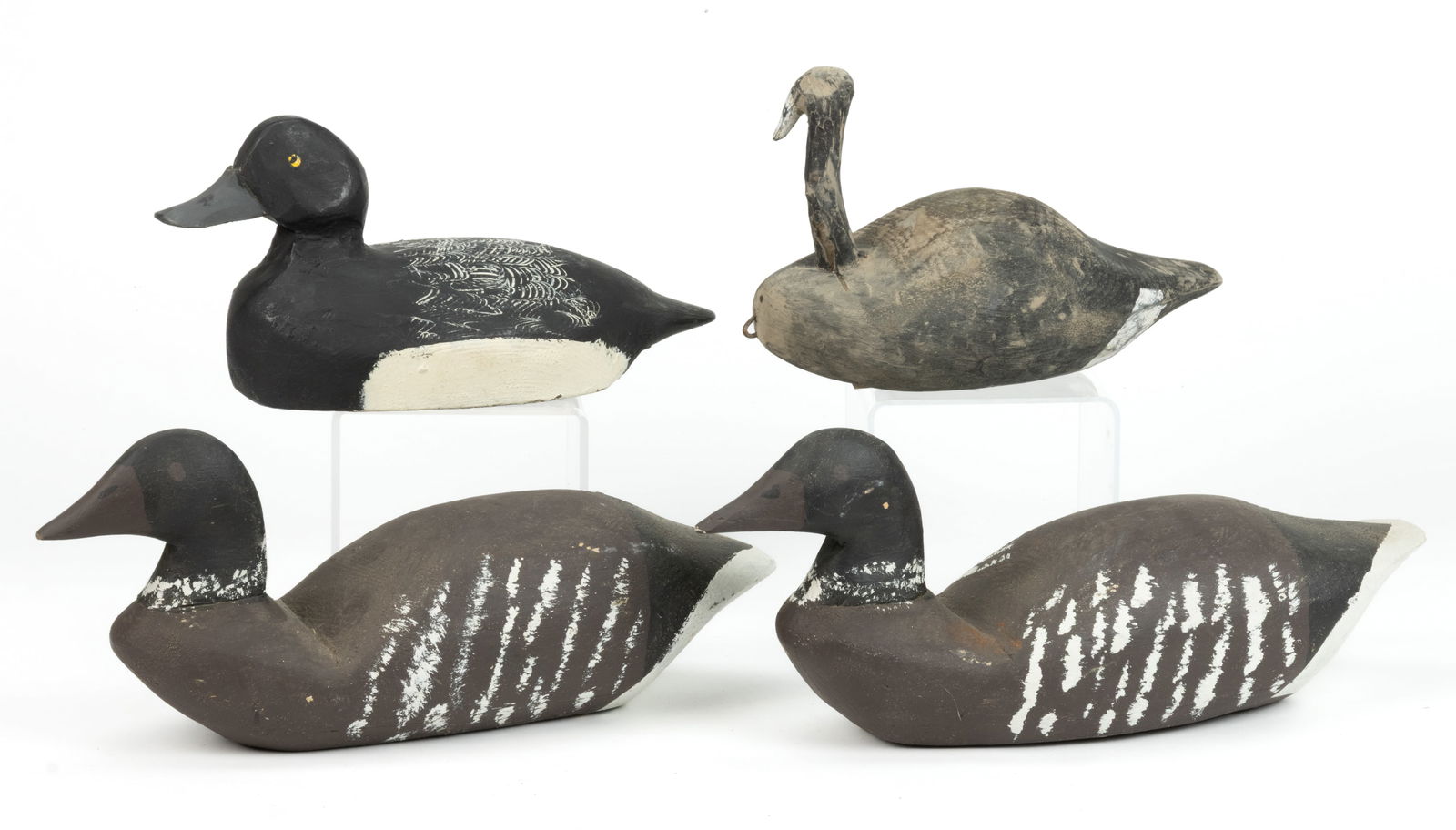 AMERICAN FOLK ART CARVED AND PAINTED DUCK DECOYS, LOT OF FOUR (1 of 4)