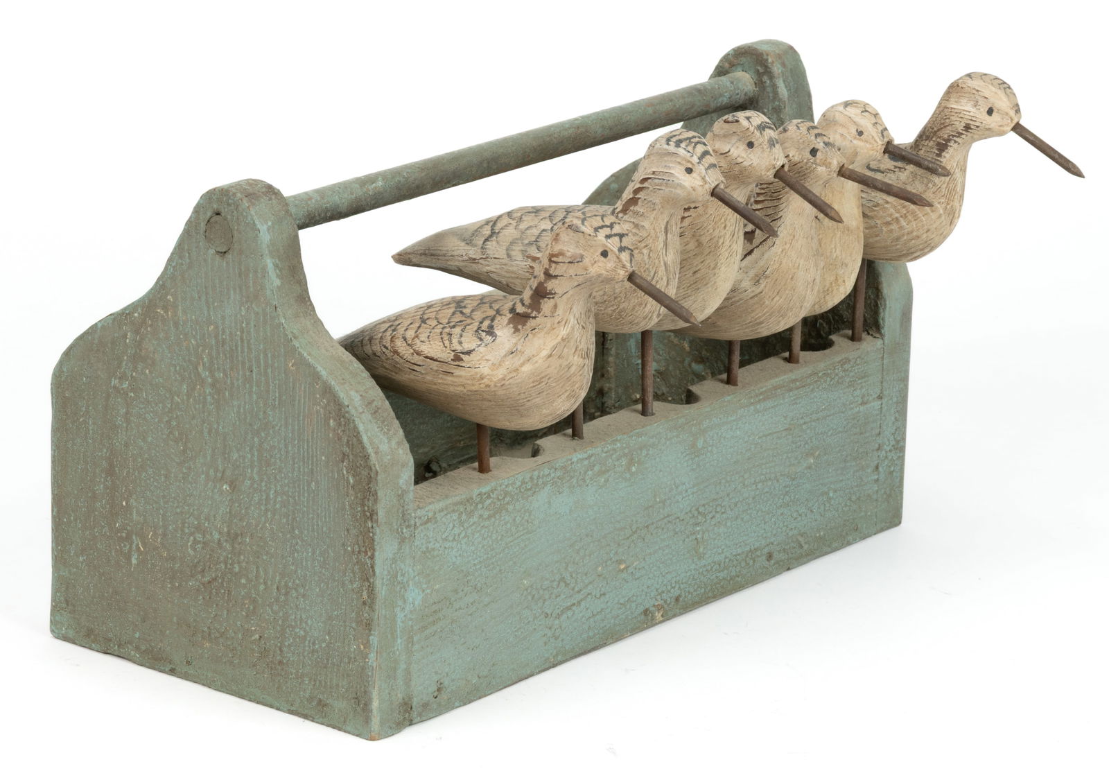 AMERICAN FOLK ART CARVED AND PAINTED SHOREBIRD DECOY SET (1 of 5)