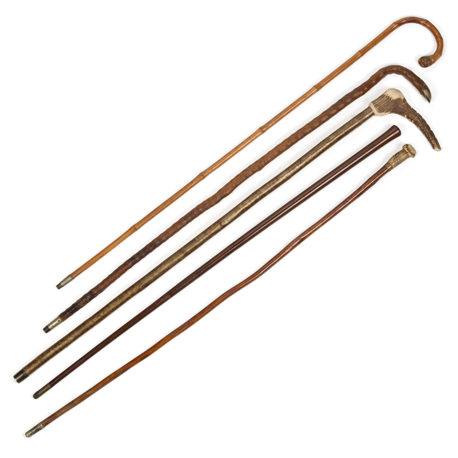 ASSORTED VINTAGE CANES / WALKING STICKS, LOT OF FIVE (1 of 3)