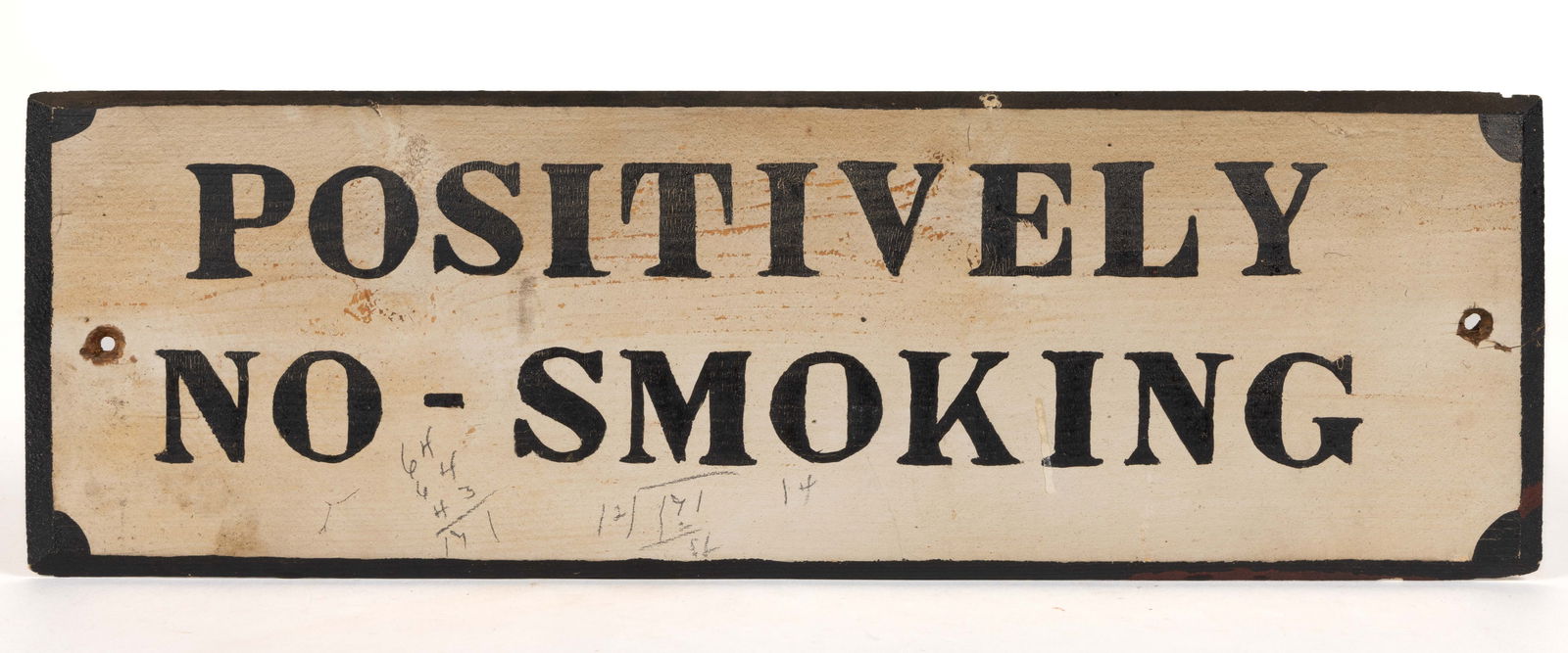 AMERICAN FOLK ART PAINTED WHITE PINE "NO-SMOKING" SIGN (1 of 2)