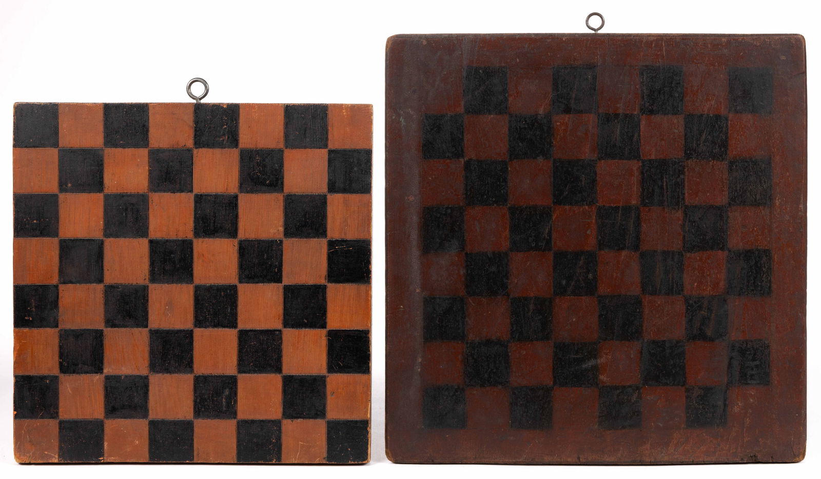 AMERICAN FOLK ART PAINT-DECORATED GAME BOARDS, LOT OF TWO (1 of 5)