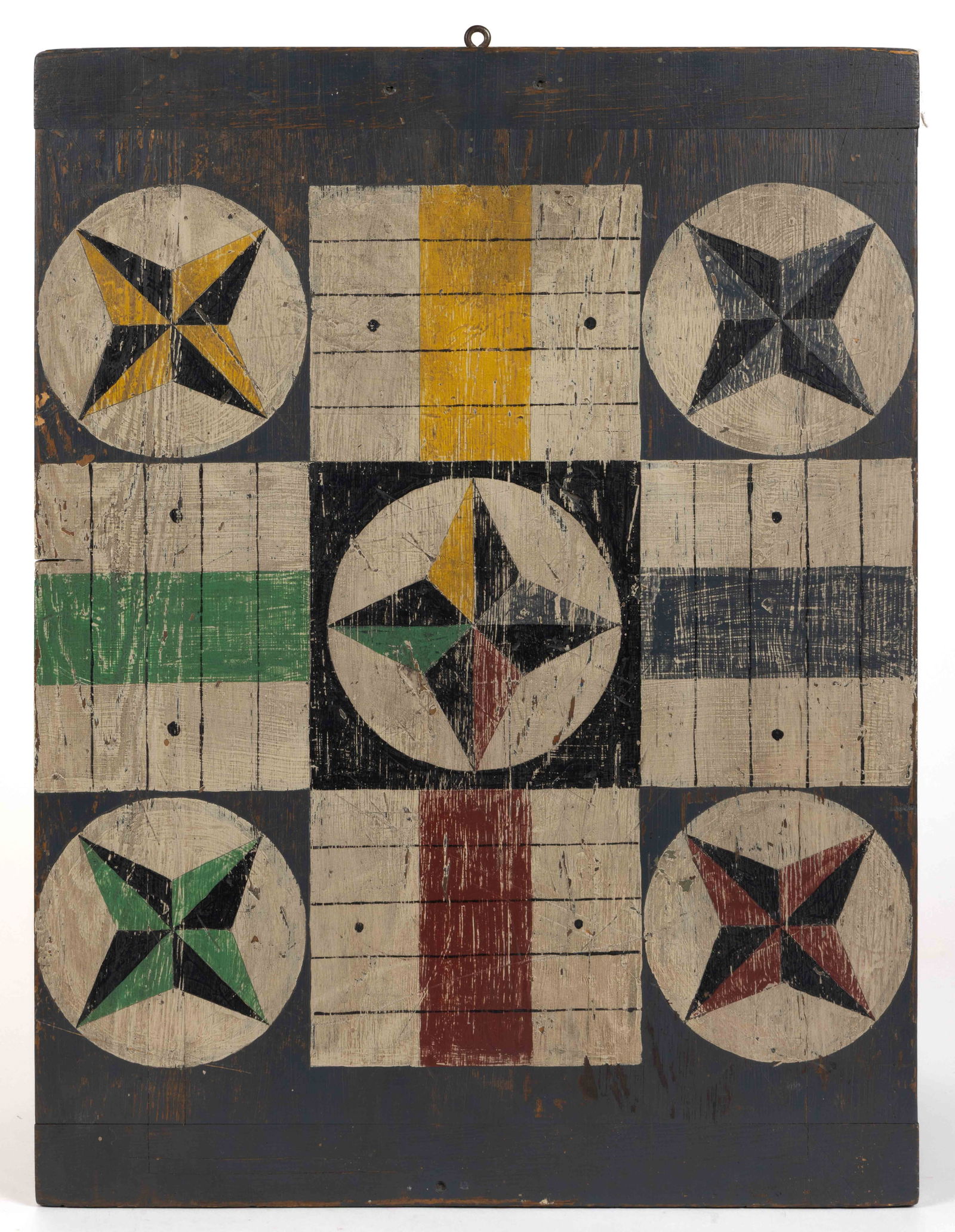 FOLK ART PAINT-DECORATED GAME BOARD (1 of 2)