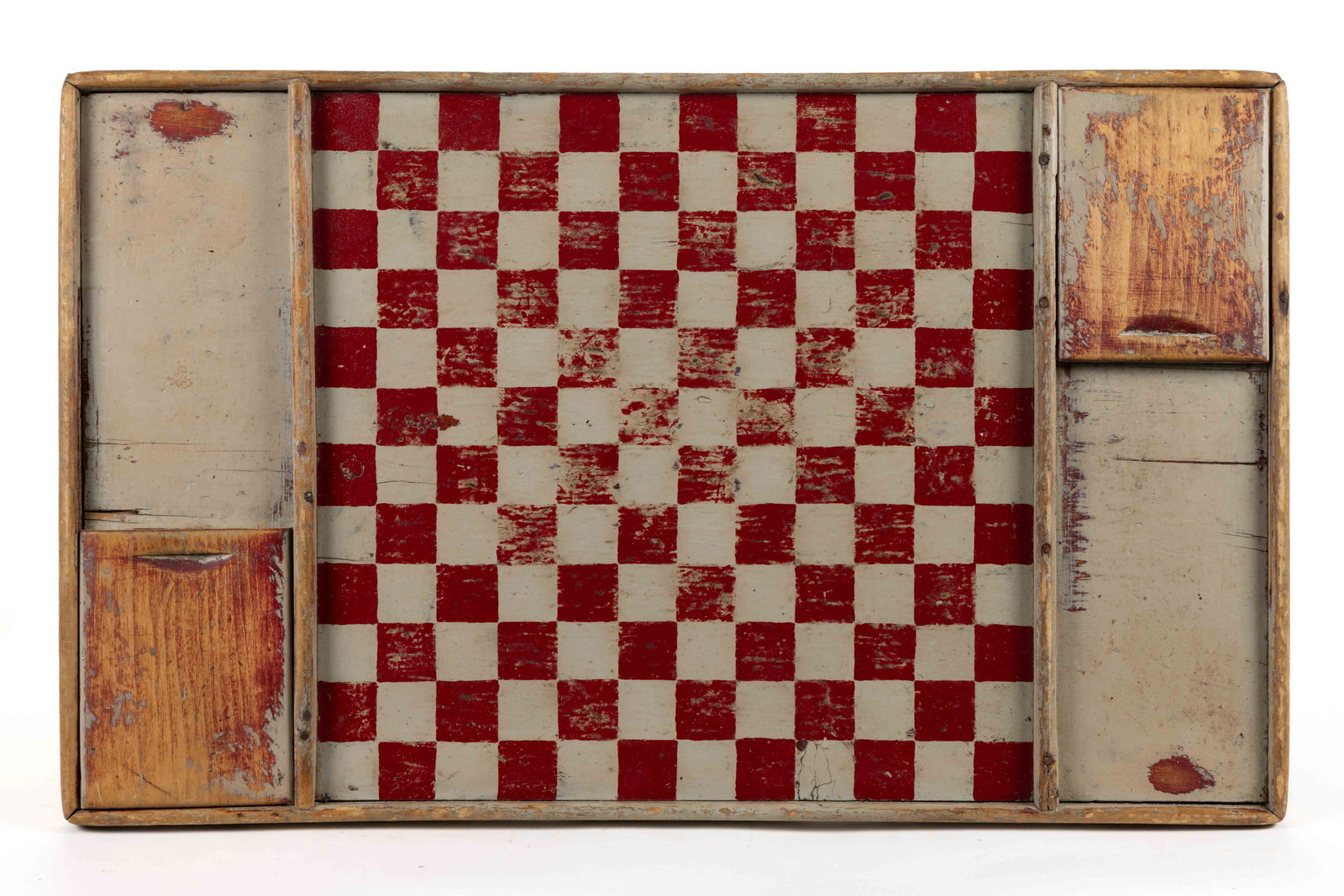 VINTAGE FOLK ART PAINTED-DECORATED WOODEN GAME BOARD (1 of 3)