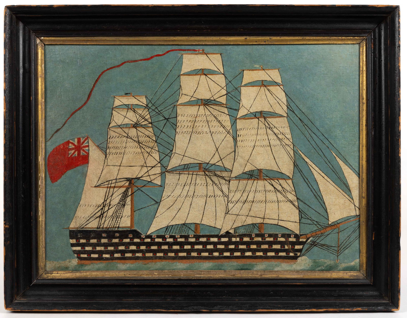 BRITISH SCHOOL (19TH CENTURY) FOLK ART PAINTING OF A SCHOONER (1 of 2)