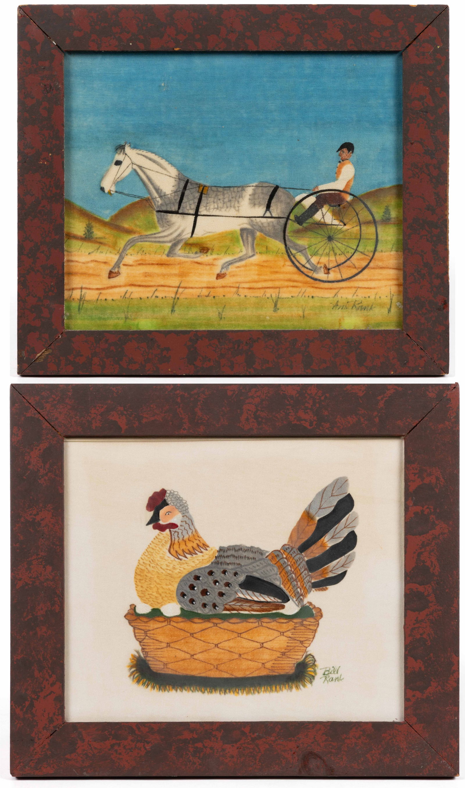 WILLIAM "BILL" RANK (PENNSYLVANIA, 1921-2000) FOLK ART THEOREM PAINTINGS, LOT OF TWO (1 of 3)