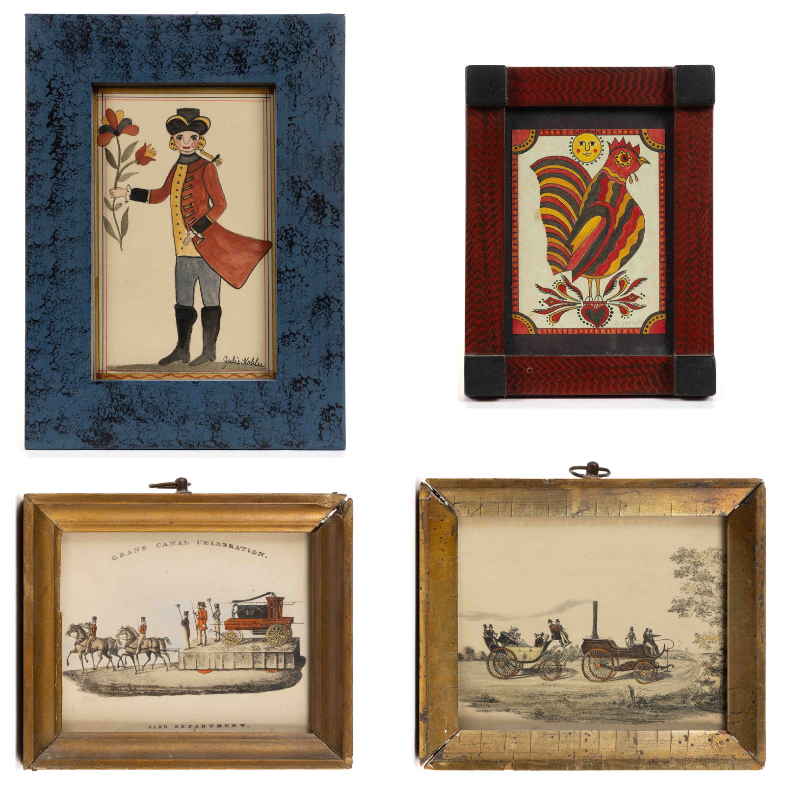 ASSORTED CONTEMPORARY FOLK ART DRAWINGS, LOT OF TWO (1 of 5)