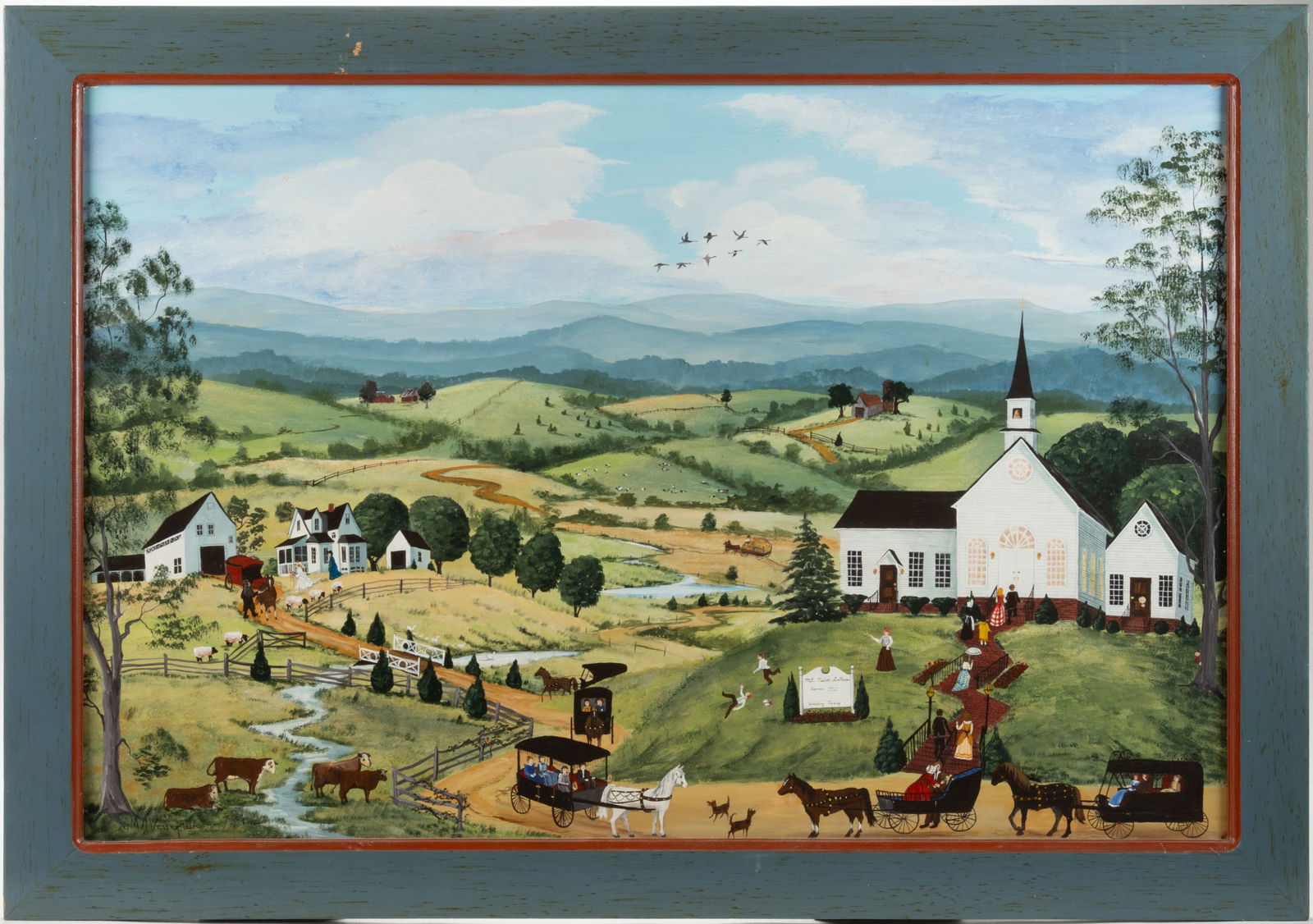 MARY ANN VESSEY (SHENANDOAH VALLEY OF VIRGINIA) FOLK ART "EVERYONE'S GATHERING FOR THE WEDDING AT (1 of 7)