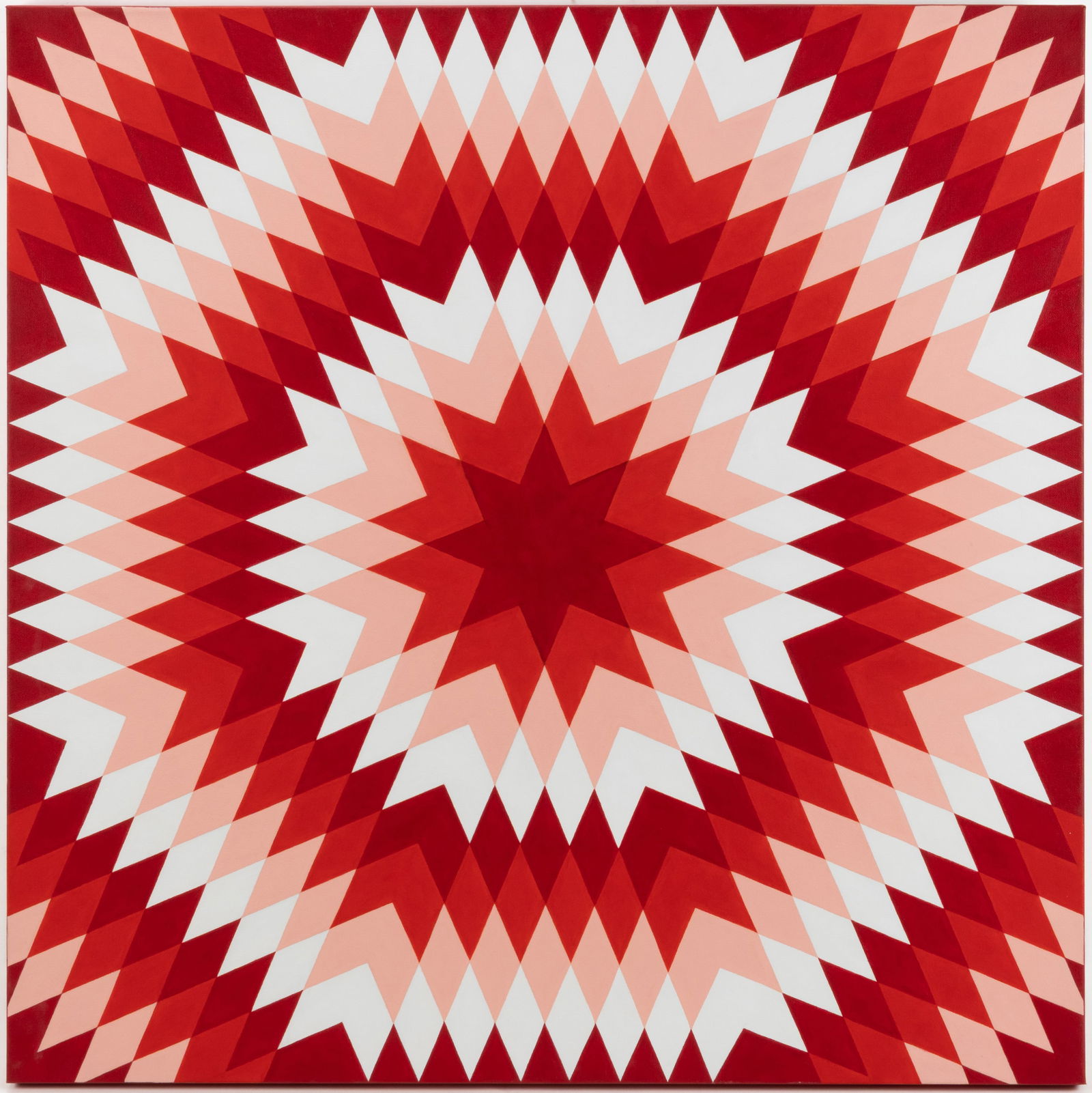 AMERICAN FOLK ART SUNBURST QUILT-STYLE PAINTING (1 of 2)